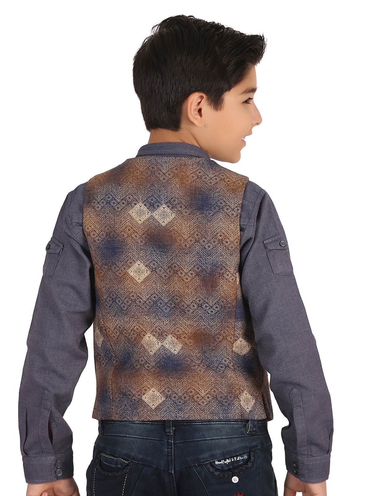 Boy's Light Brown Waist Coat - EBTWC19-28025 - Image 2