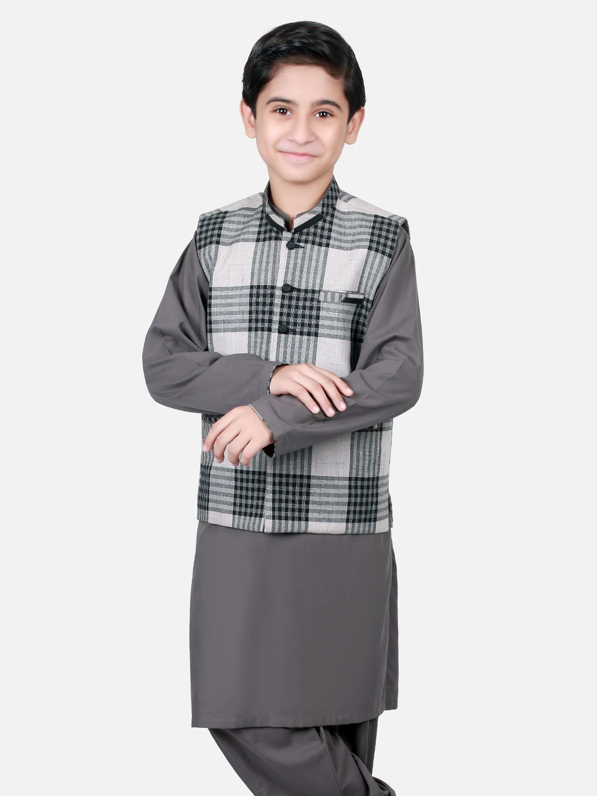 Boy's Grey Waist Coat Suit - EBTWCS17-25075 - Image 2