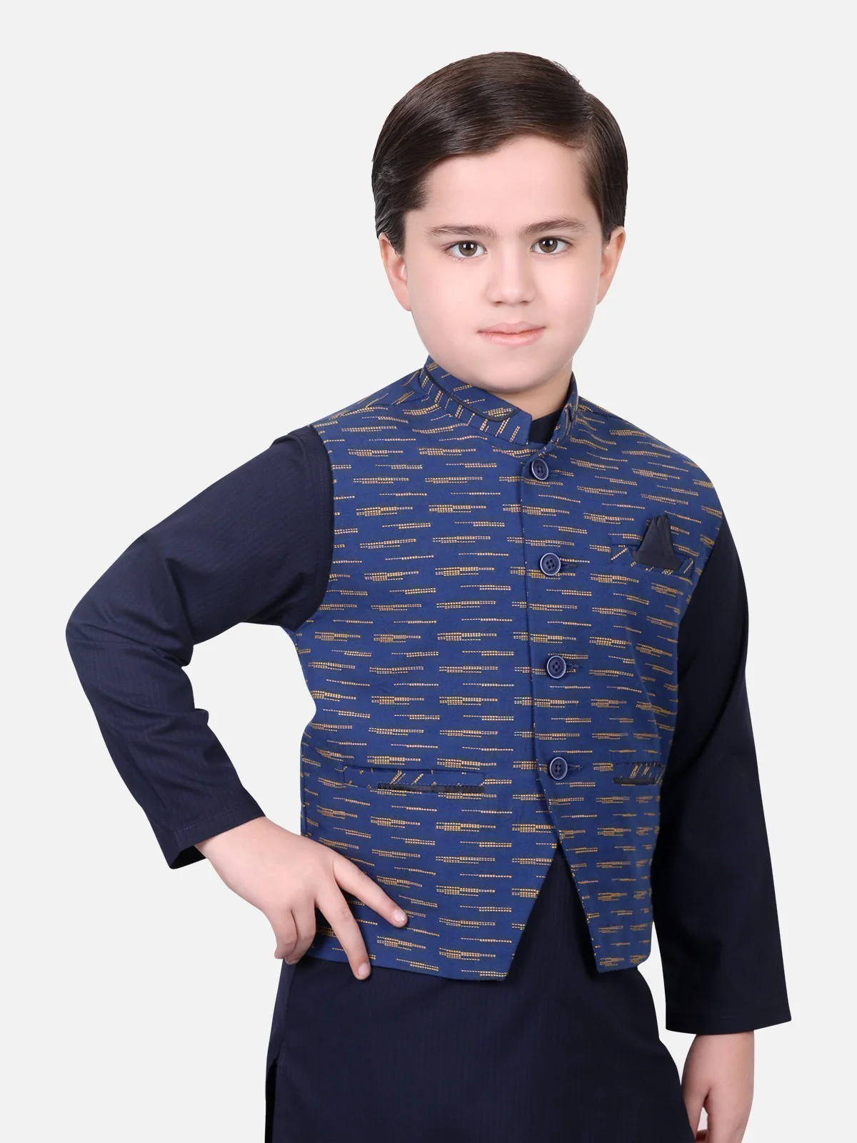 Boy's Blue Waist Coat Suit - EBTWCS18-25085 - Image 2