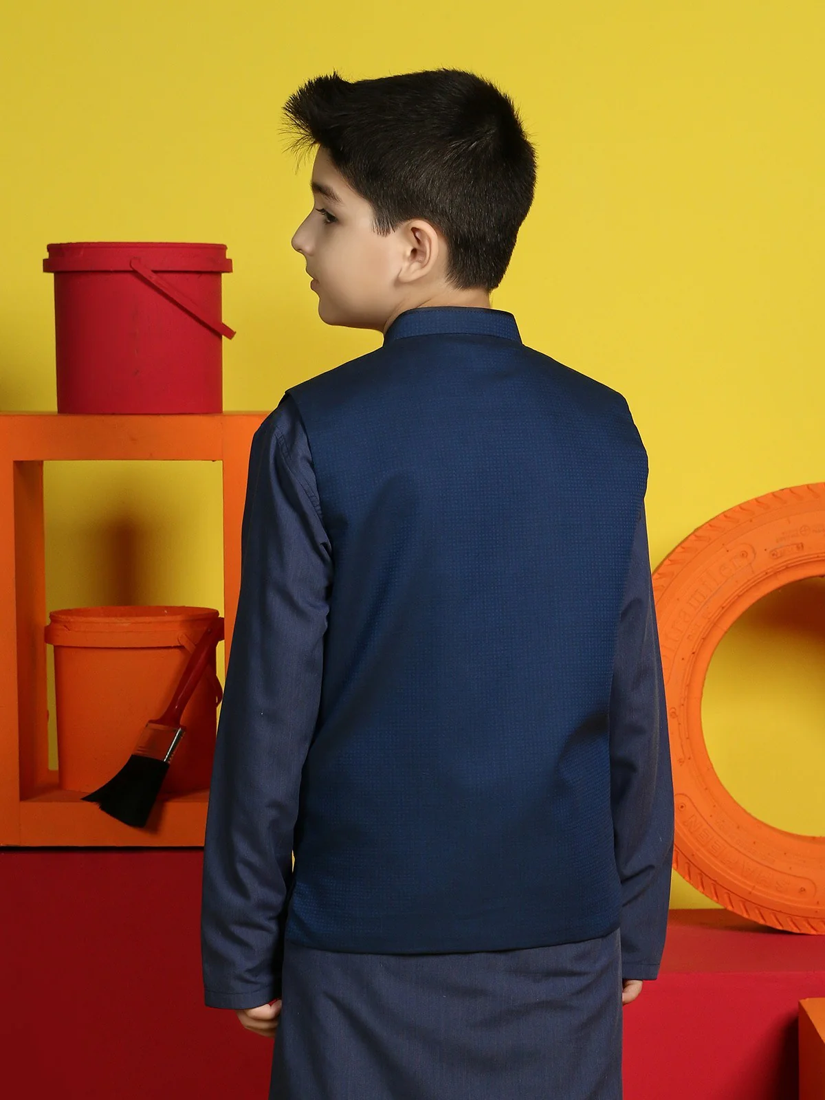 Boy's Blue Waist Coat Suit - EBTWCS19-25101 - Image 2