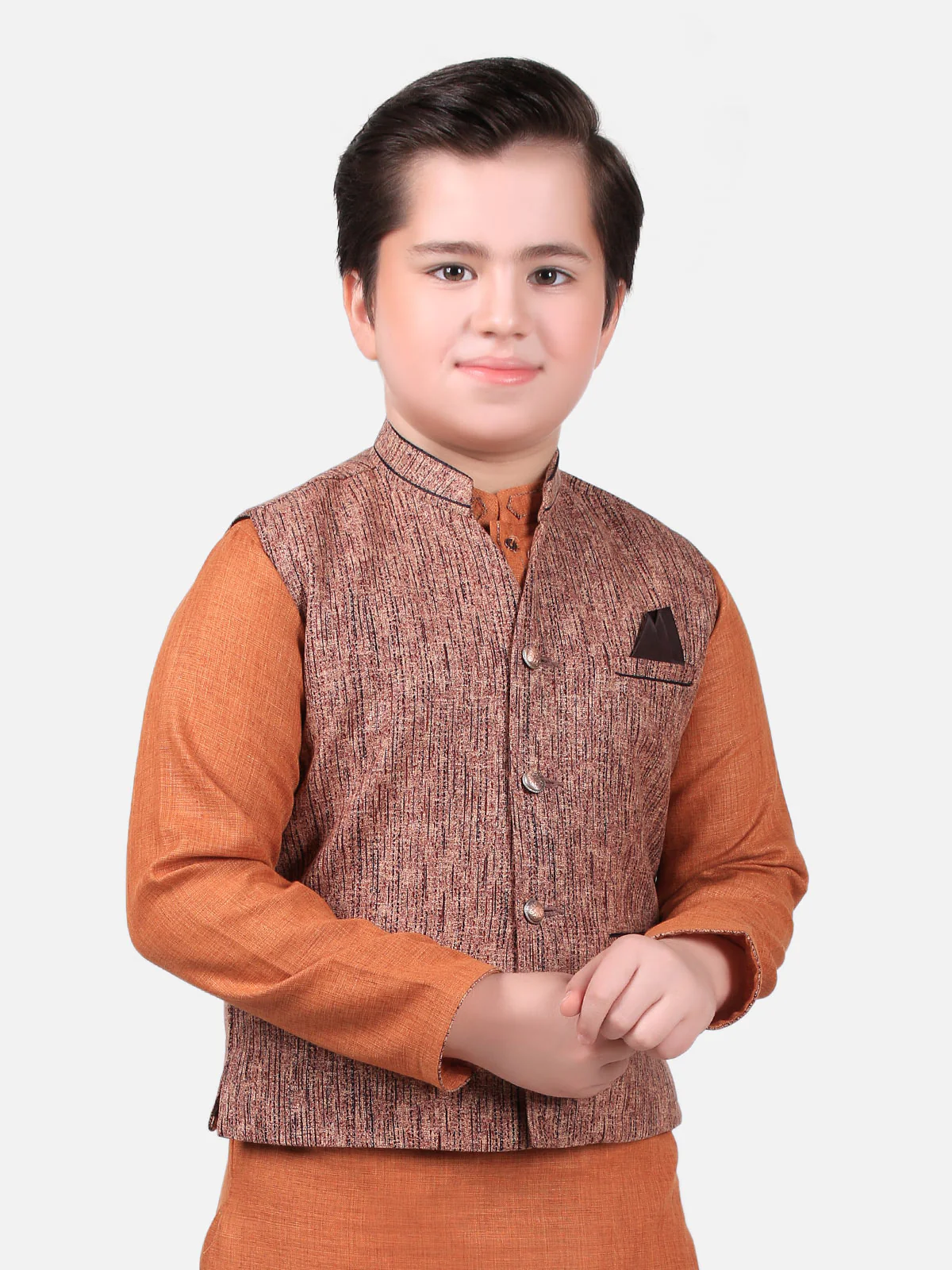 Boy's Dull Rust Waist Coat Suit - EBTWCS19-25107 - Image 2