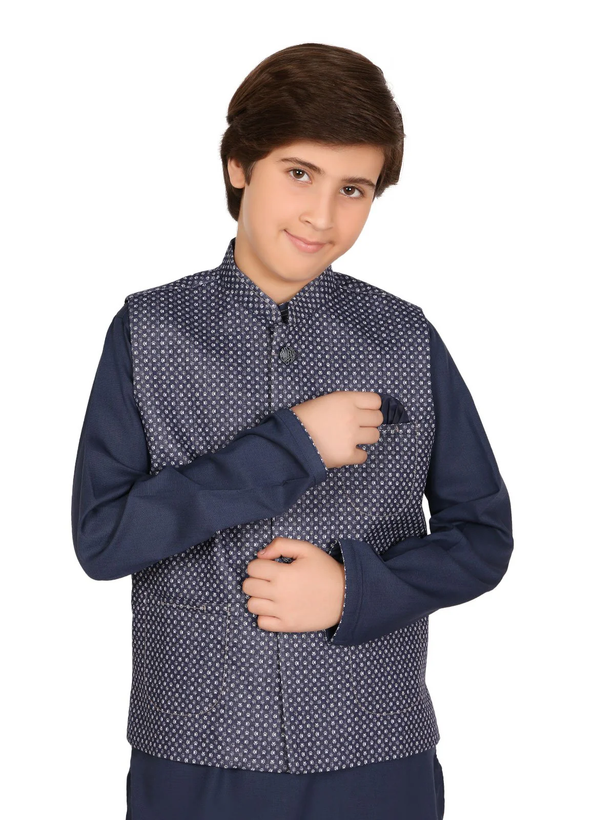 Boy's Blue Waist Coat Suit - EBTWCS19-25116 - Image 2