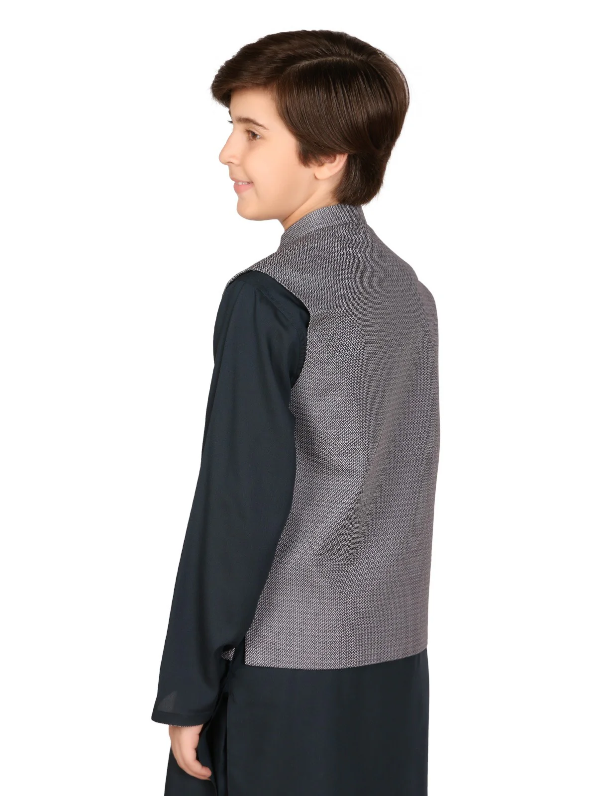 Boy's Grey & Dark Teal Waist Coat Suit - EBTWCS19-25117 - Image 2