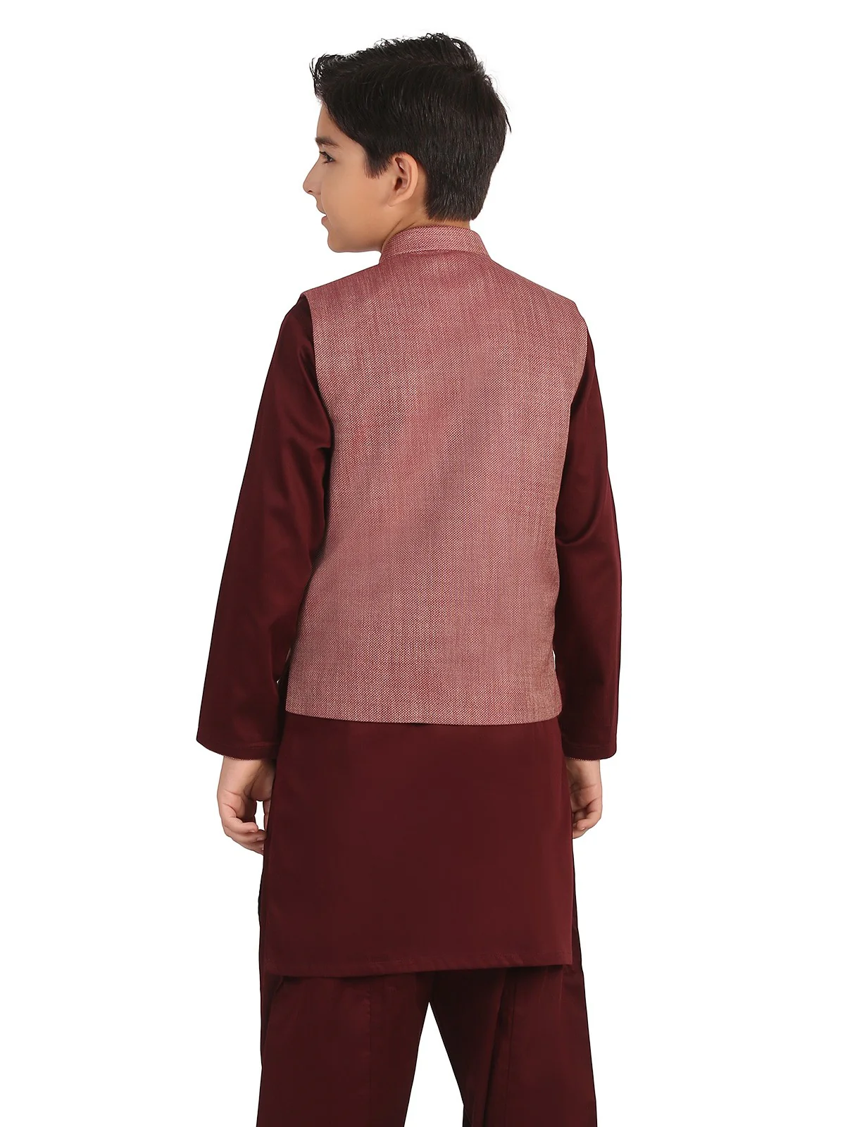 Boy's Maroon Waist Coat Suit - EBTWCS19-25123 - Image 4