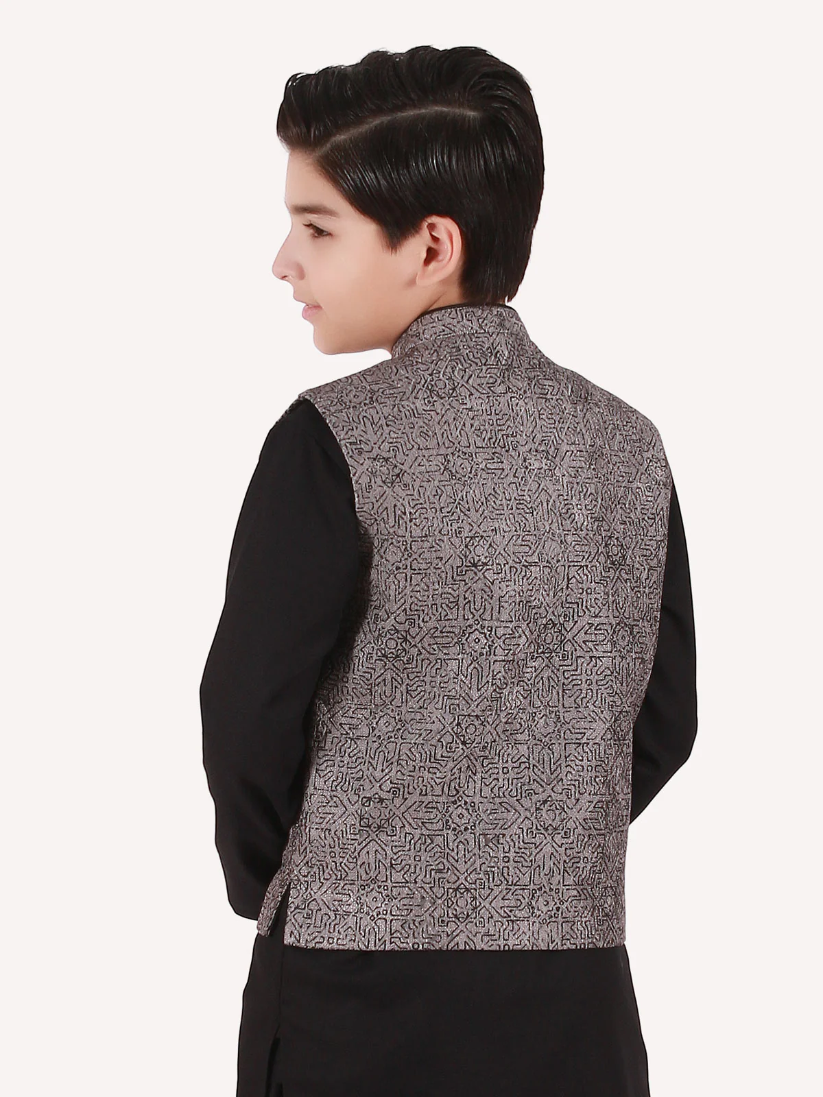 Boy's Grey & Black Waist Coat Suit - EBTWCS20-25119 - Image 2