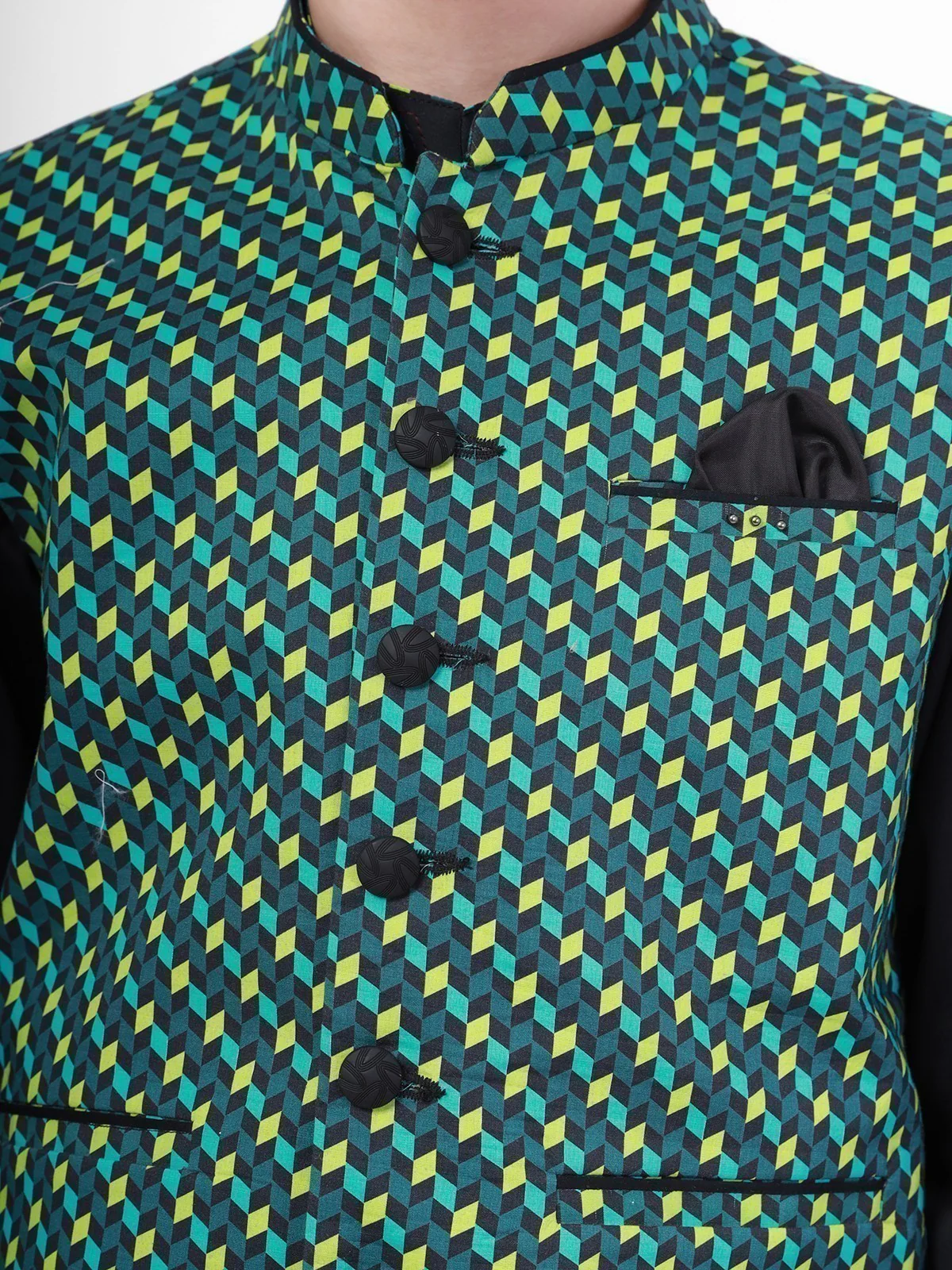 Boy's Green & Black Waist Coat Suit - EBTWCS21-25133 - Image 2