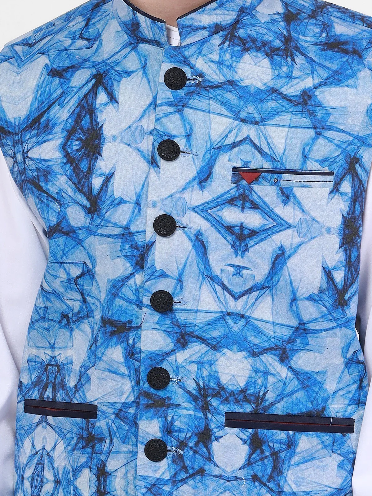 Boy's Blue & White Waist Coat Suit - EBTWCS21-25134 - Image 3
