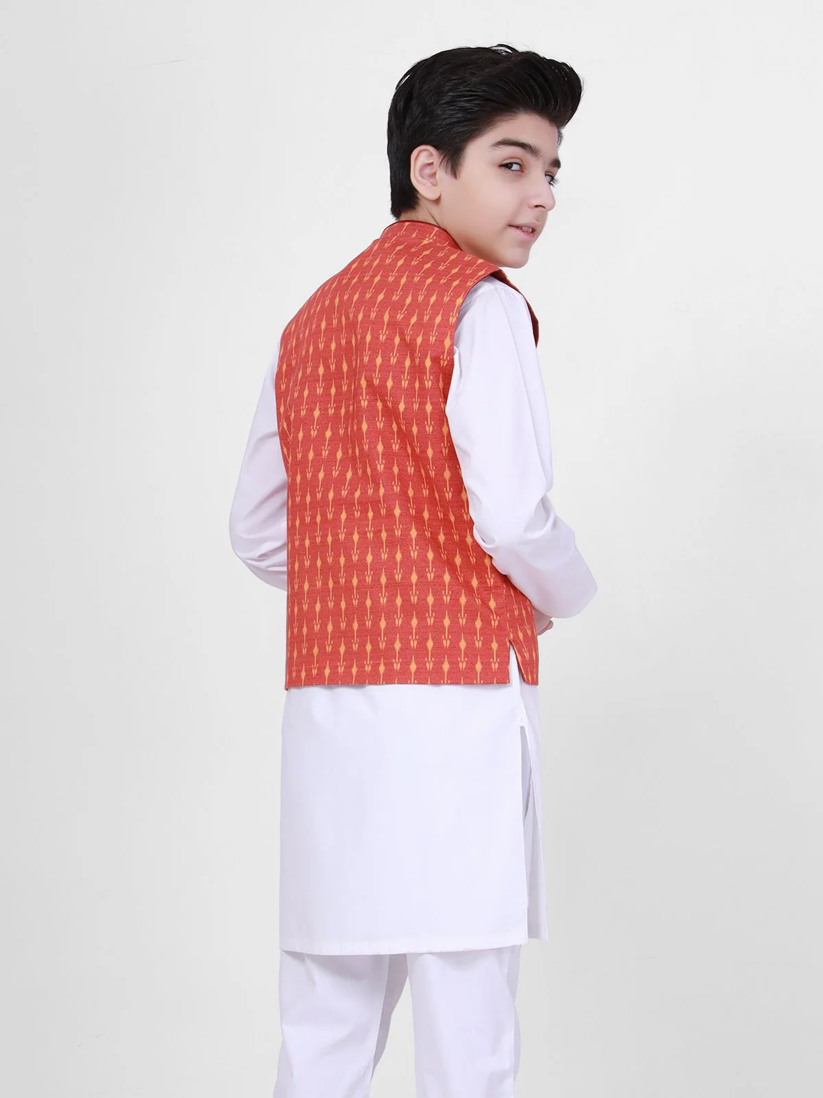 Boy's Rust & White Waist Coat Suit - EBTWCS21-25135 - Image 2