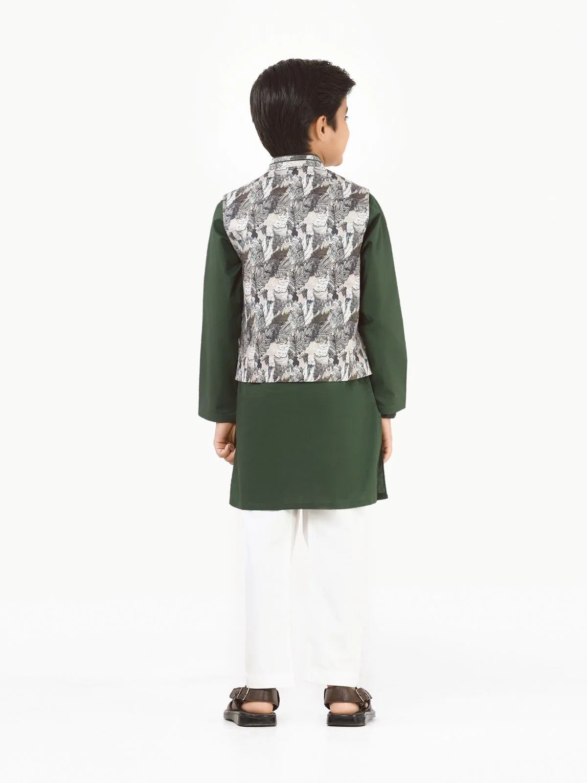 Boy's Grey & Green Waist Coat Suit - EBTWCS21-25139 - Image 6