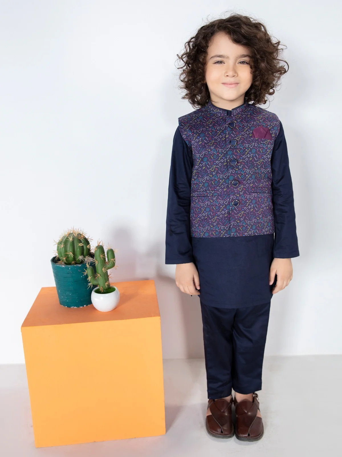 Boy's Purple & Blue Waist Coat Suit - EBTWCS21-25140 - Image 2