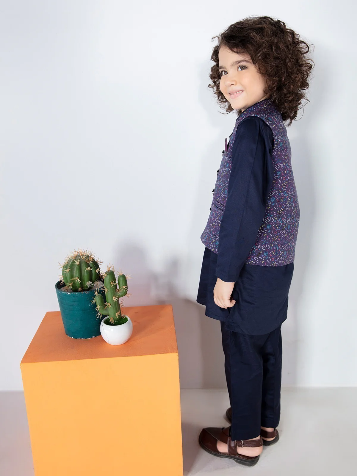 Boy's Purple & Blue Waist Coat Suit - EBTWCS21-25140 - Image 5
