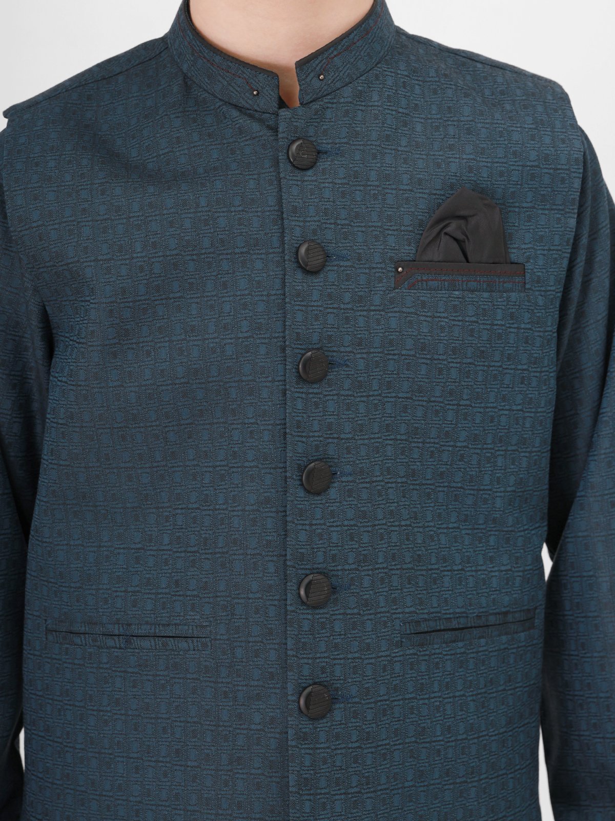 Boy's Teal Blue Waist Coat Suit - EBTWCS21-25142 - Image 3
