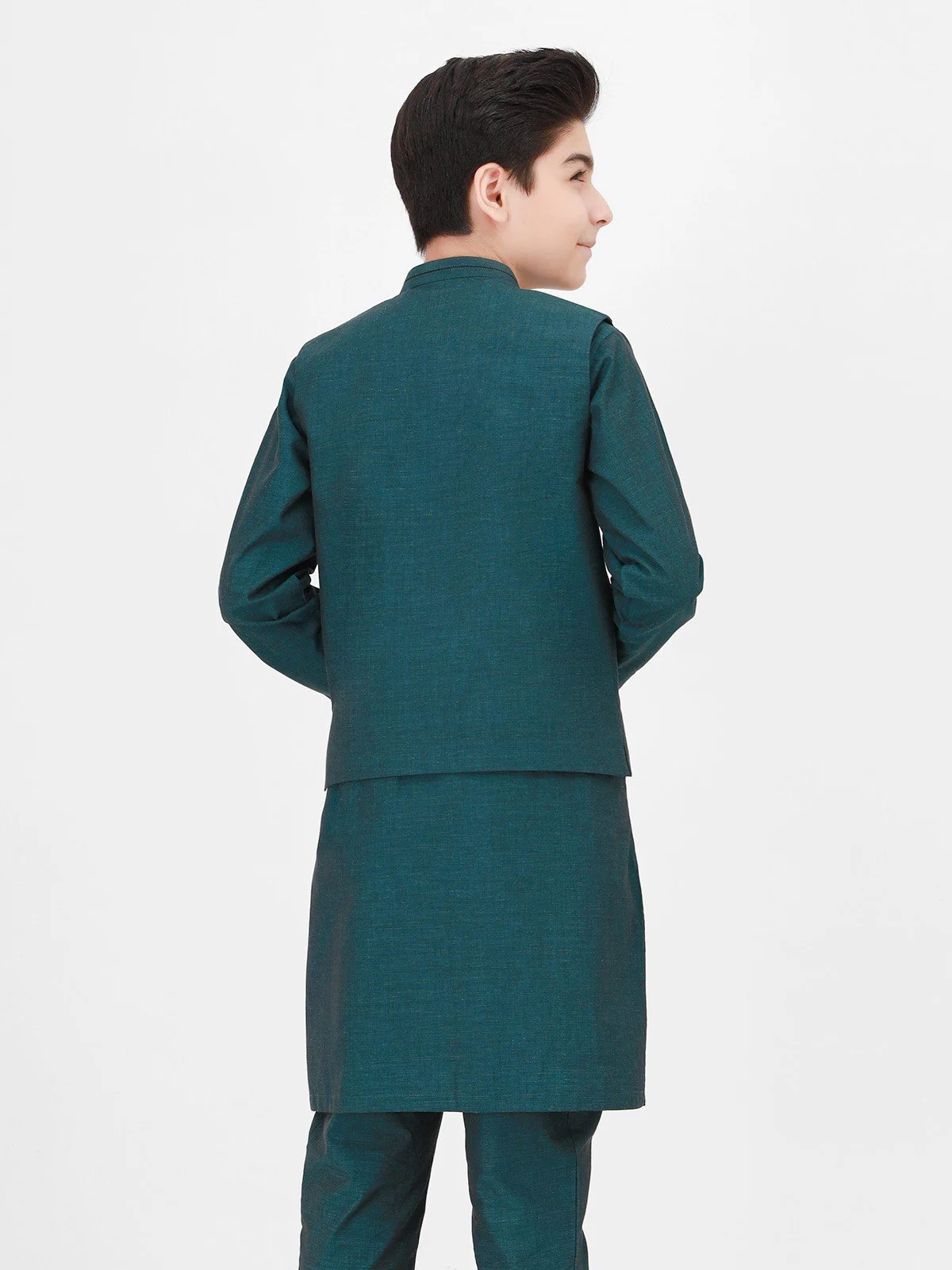 Boy's Teal Waist Coat Suit - EBTWCS21-25143 - Image 3