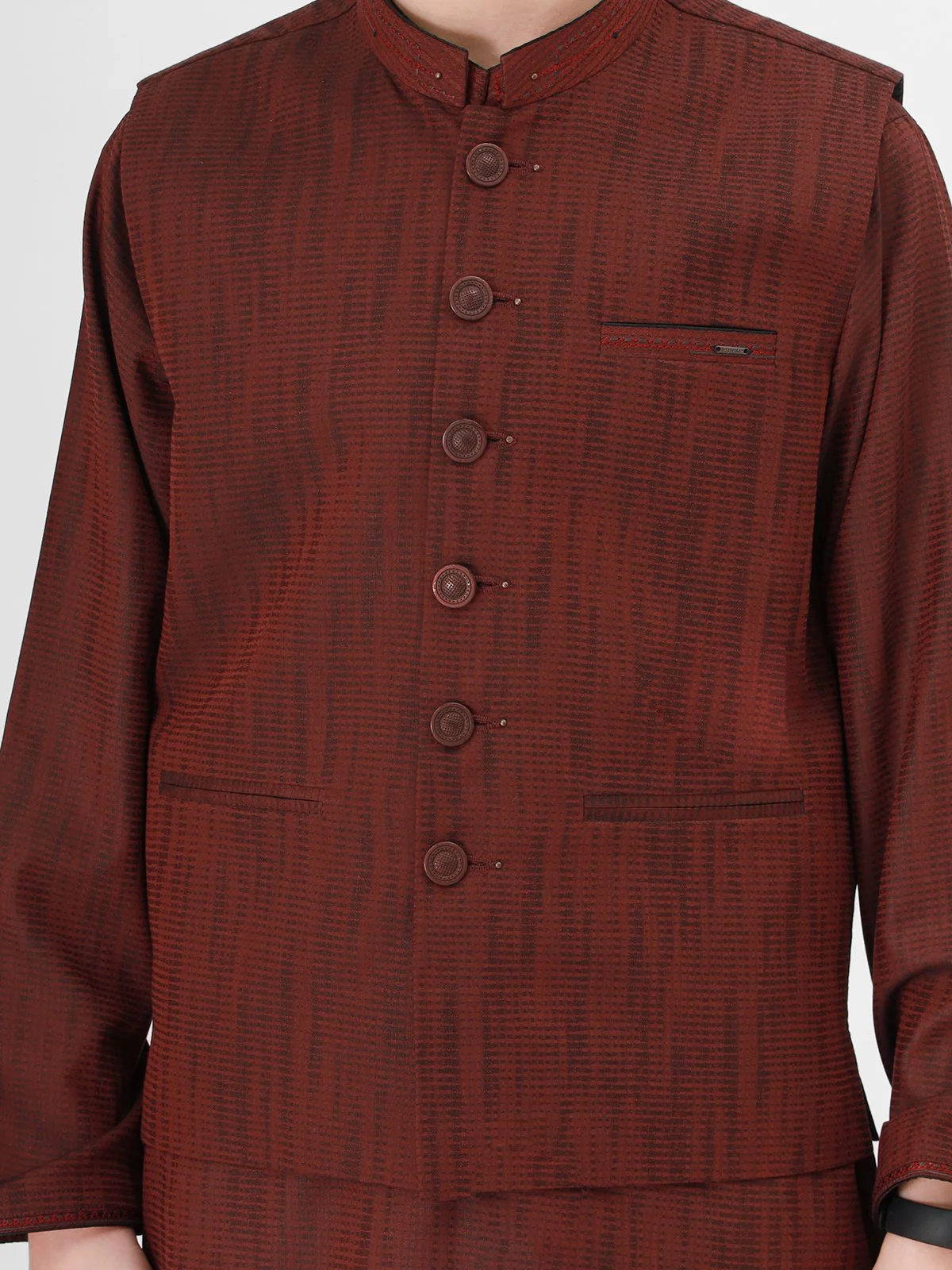 Boy's Dark Maroon Waist Coat Suit - EBTWCS21-25144 - Image 2