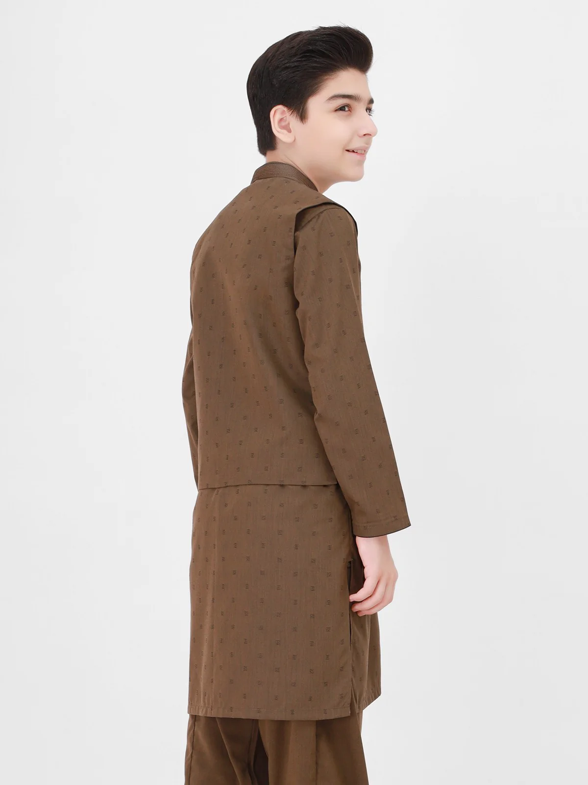 Boy's Mehndi Waist Coat Suit - EBTWCS21-25145 - Image 3
