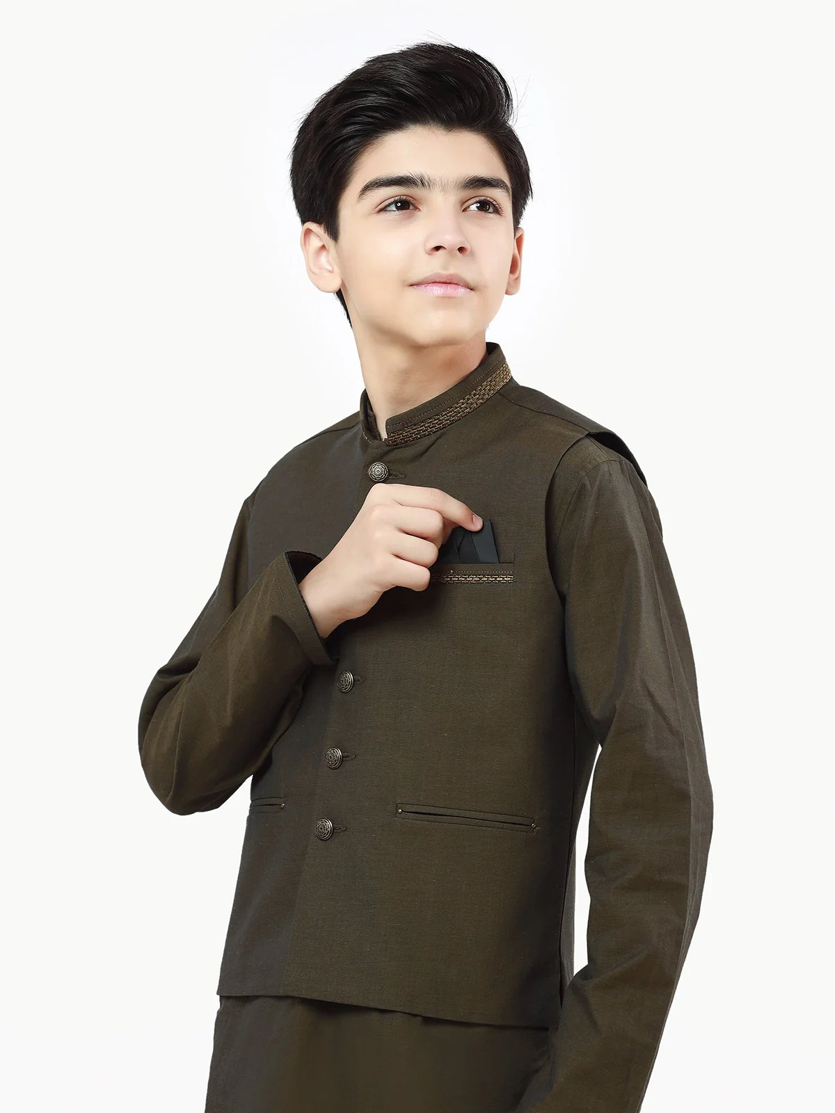 Boy's Green Waist Coat Suit - EBTWCS21-25146 - Image 2