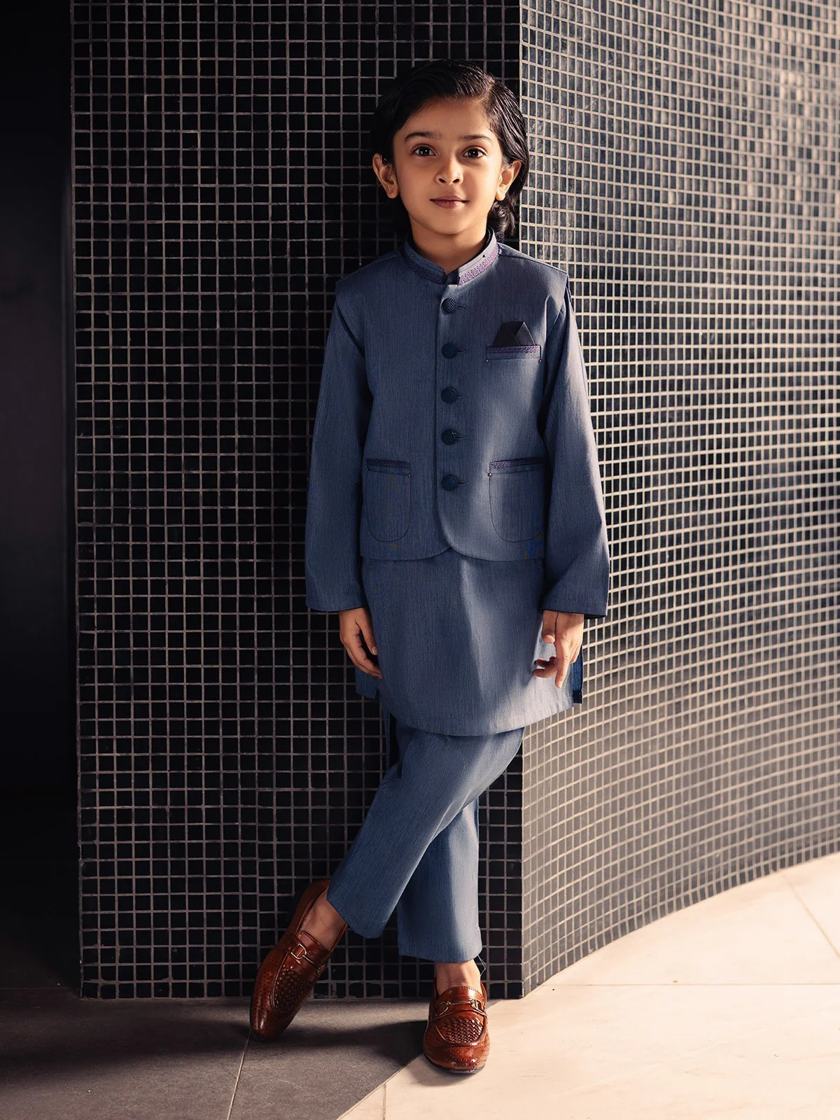 Boy's Blue Waist Coat Suit - EBTWCS21-25149 - Image 4