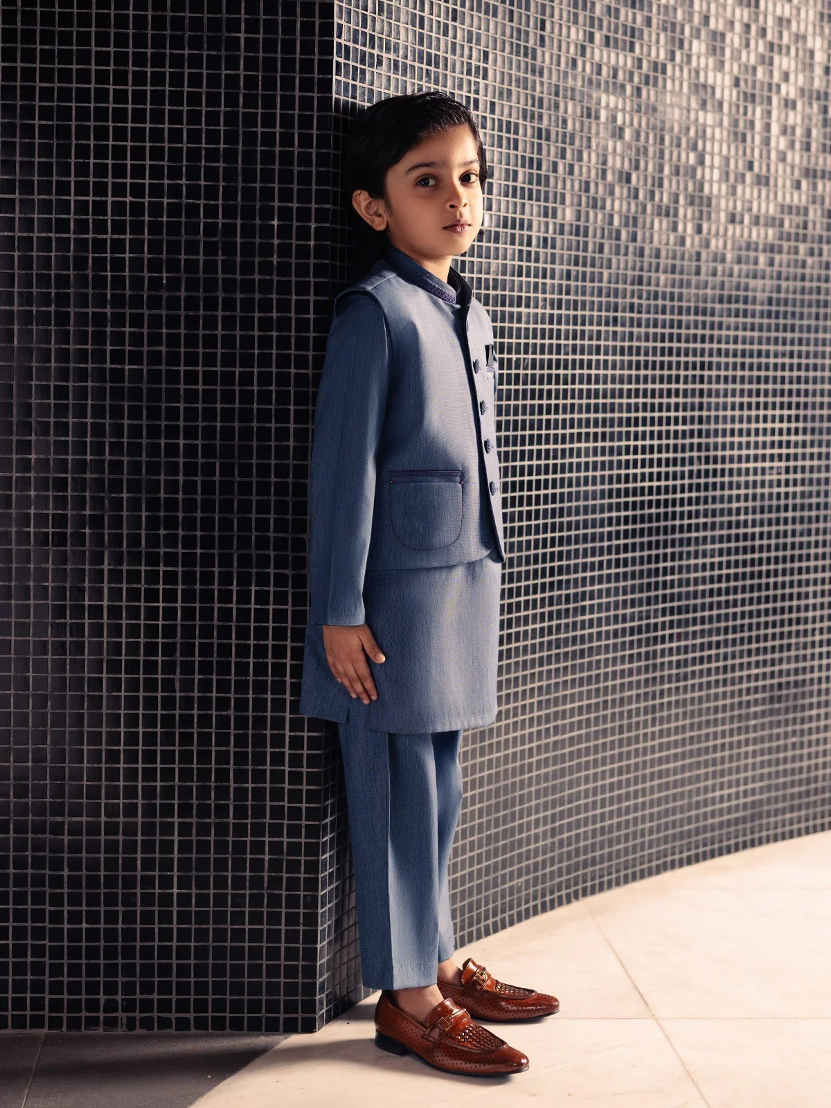 Boy's Blue Waist Coat Suit - EBTWCS21-25149 - Image 6
