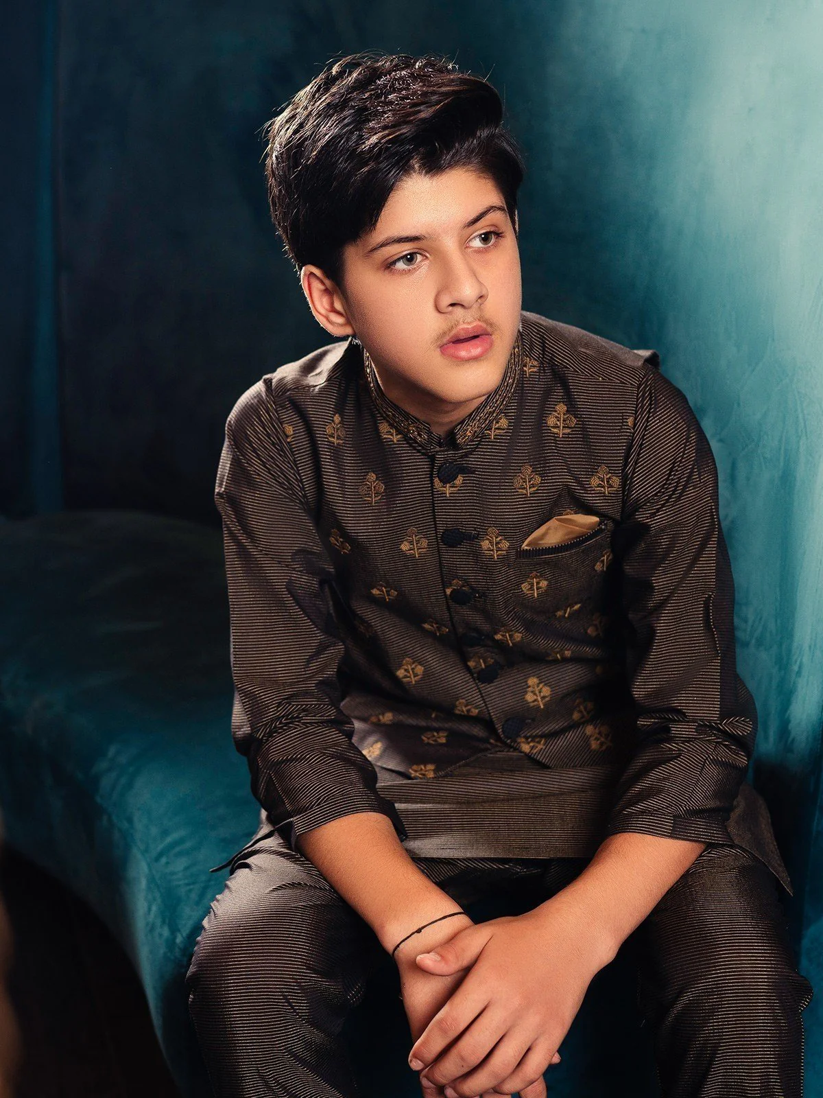 Boy's Black & Golden Waist Coat Suit - EBTWCS22-25137 - Image 2