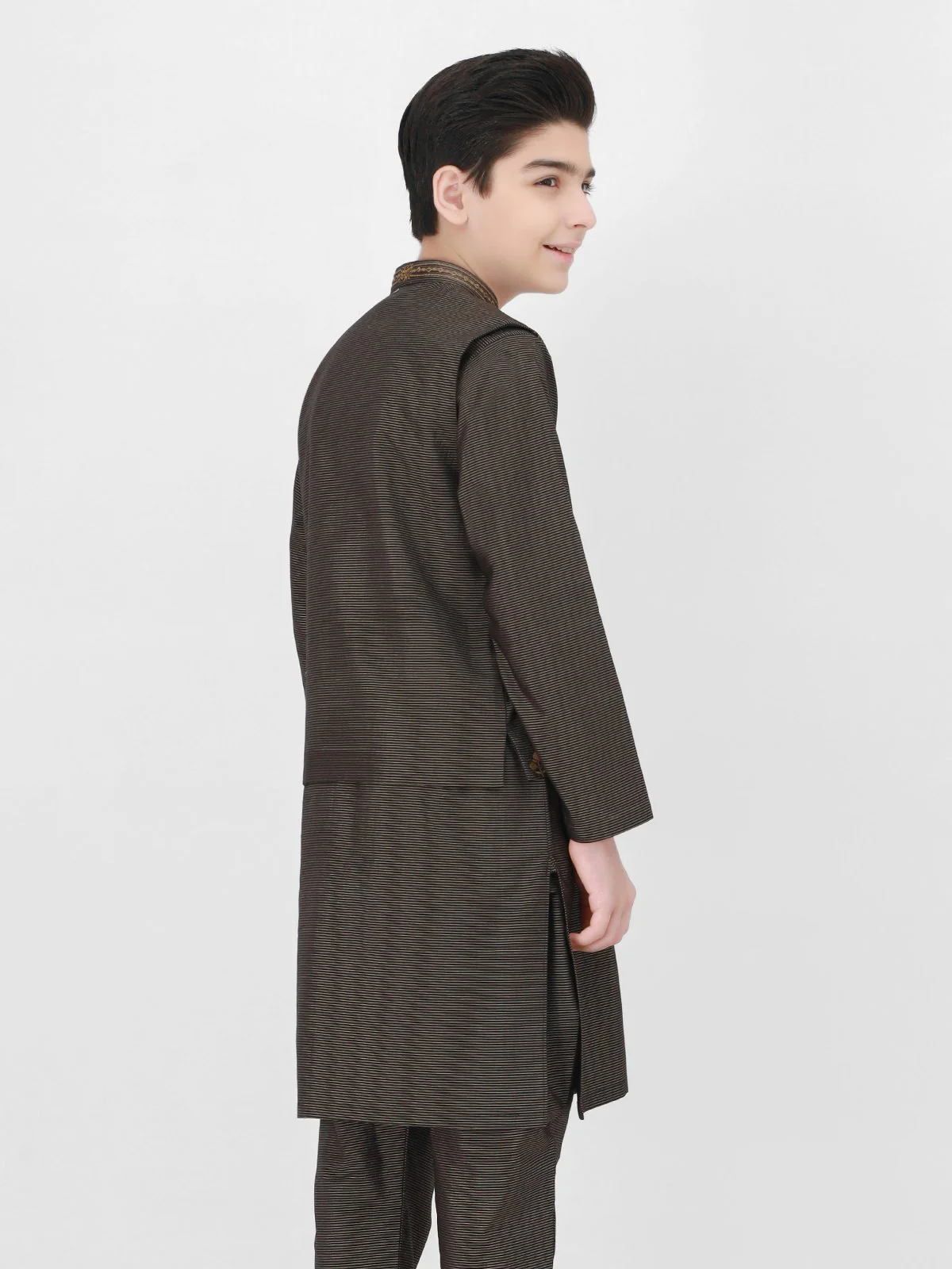 Boy's Black & Golden Waist Coat Suit - EBTWCS22-25137 - Image 8