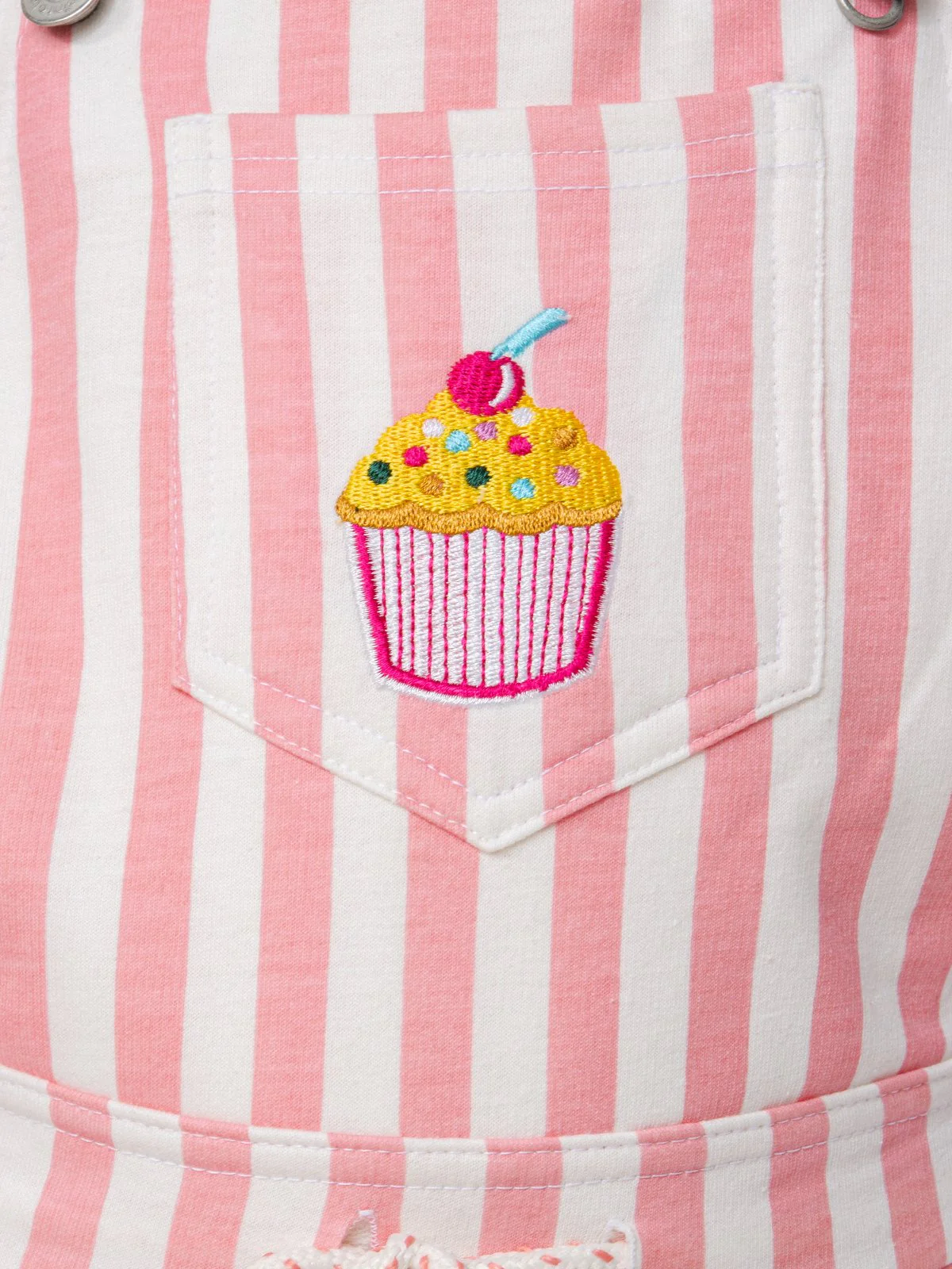 Girl's Pink & Off White Dungaree - EGTDK21-005 - Image 5