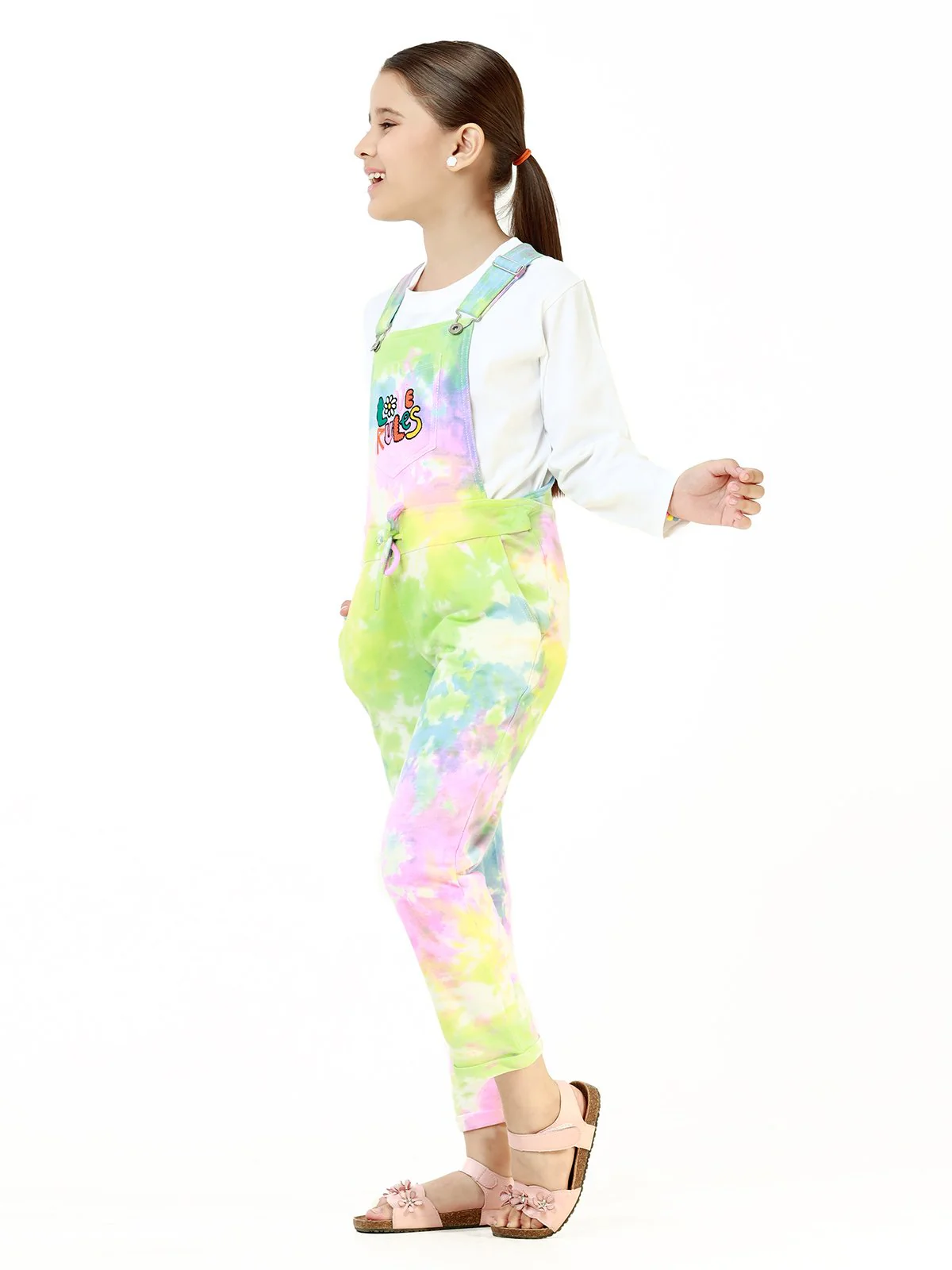Girl's Pink & Blue Dungaree - EGTDK22-005 - Image 2