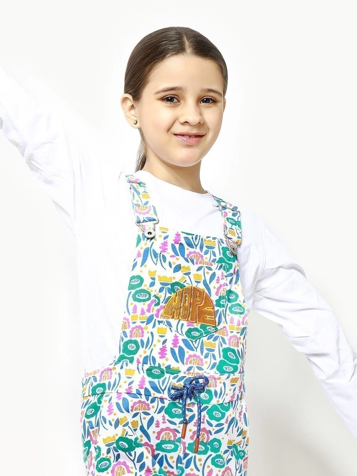 Girl's Off White Dungaree - EGTDK22-007 - Image 2