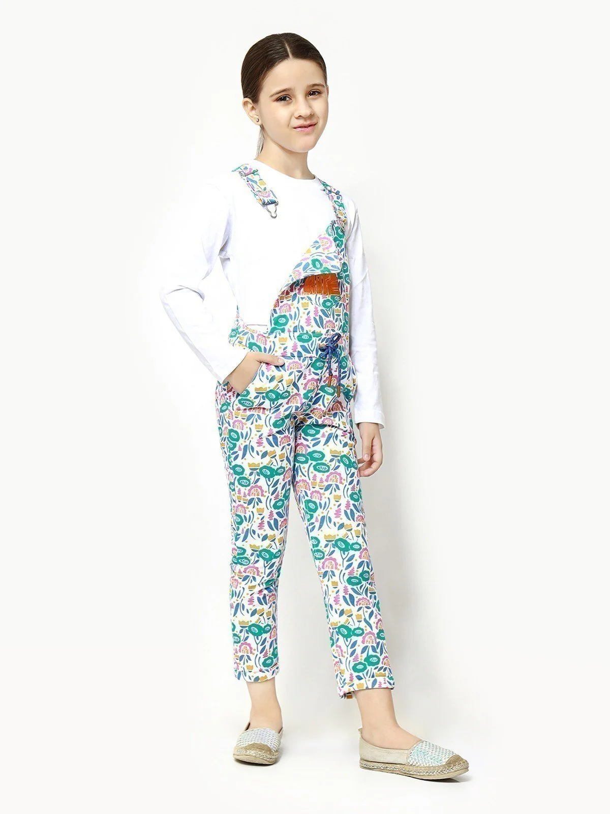 Girl's Off White Dungaree - EGTDK22-007 - Image 6