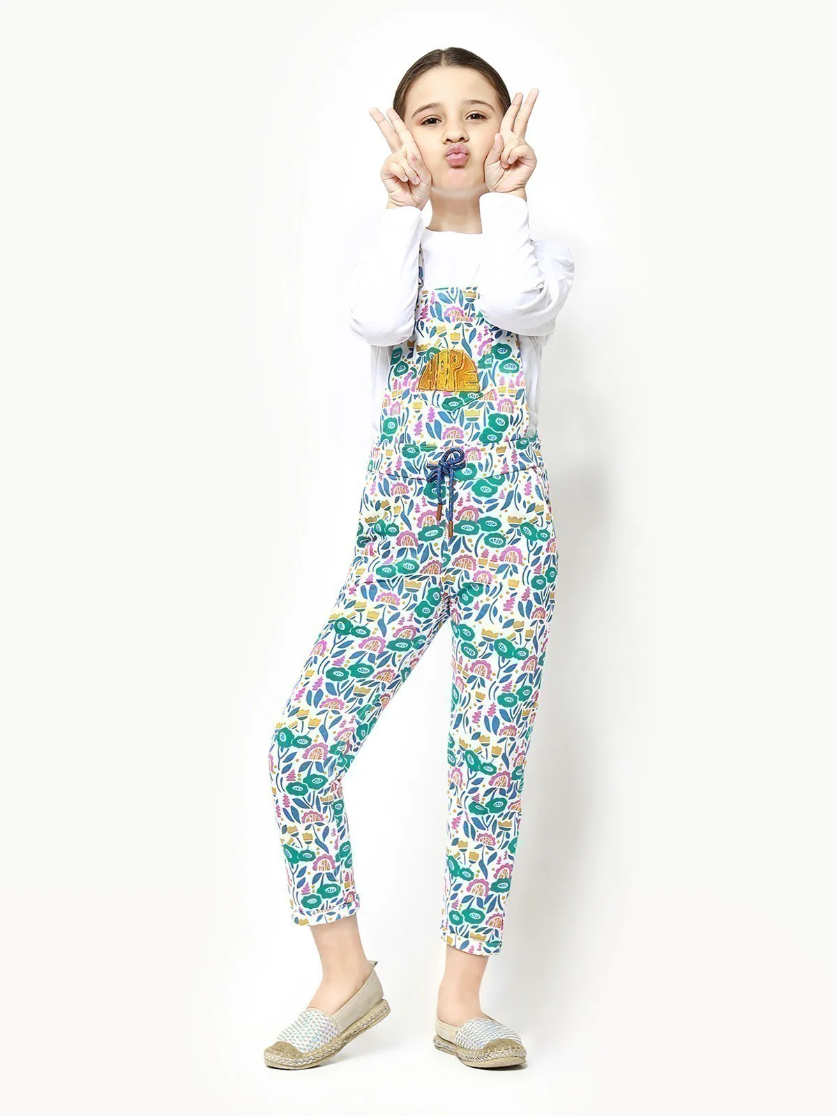 Girl's Off White Dungaree - EGTDK22-007 - Image 7