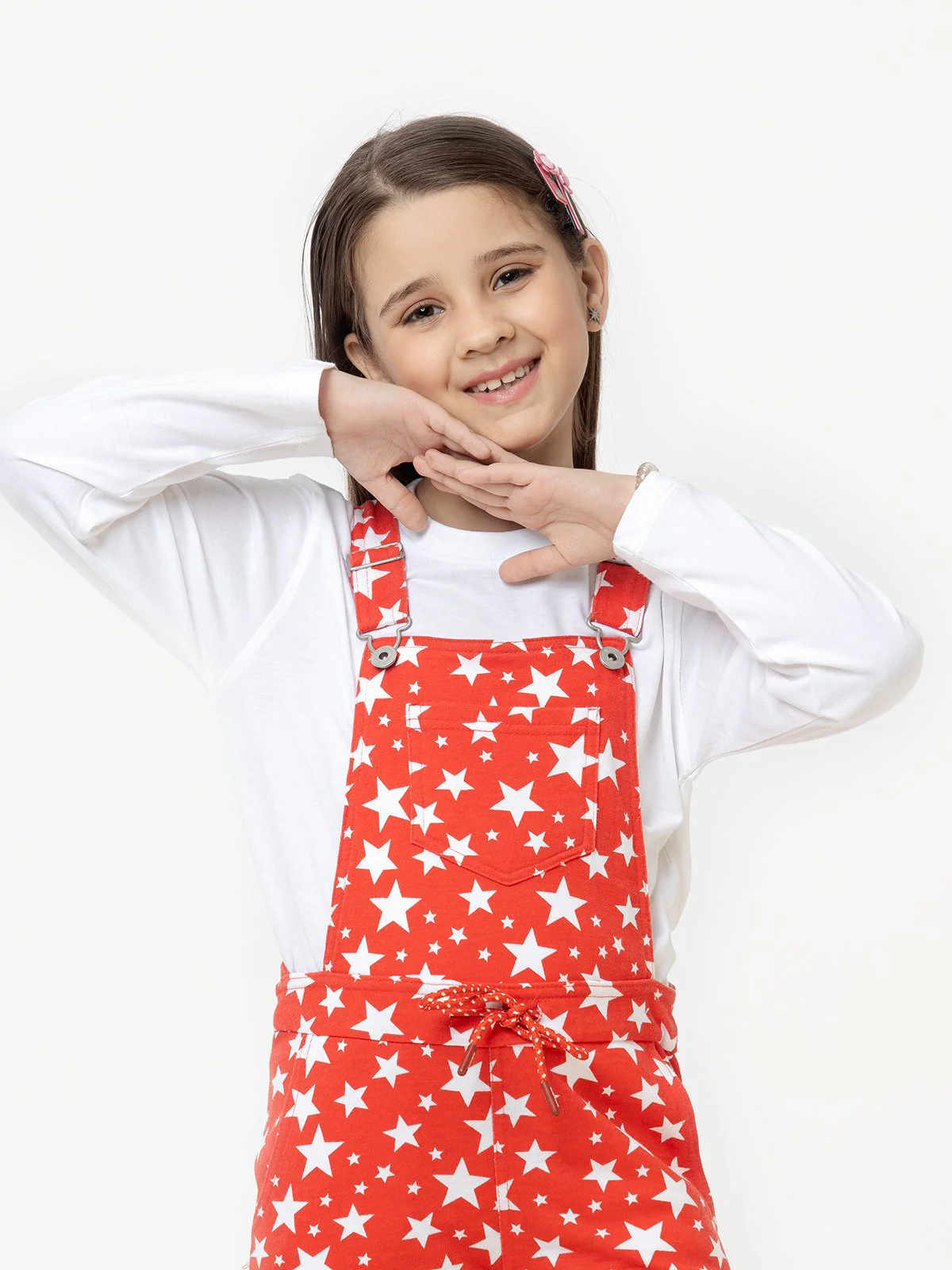 Girl's Red Dungaree - EGTDK22-010 - Image 2