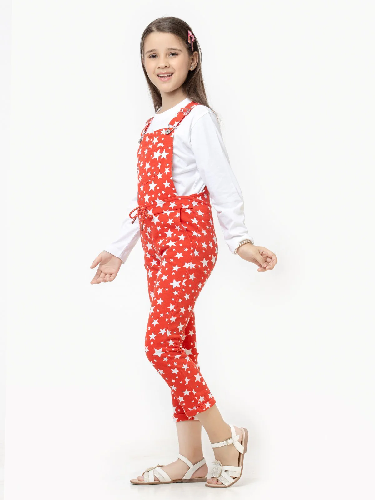 Girl's Red Dungaree - EGTDK22-010 - Image 3