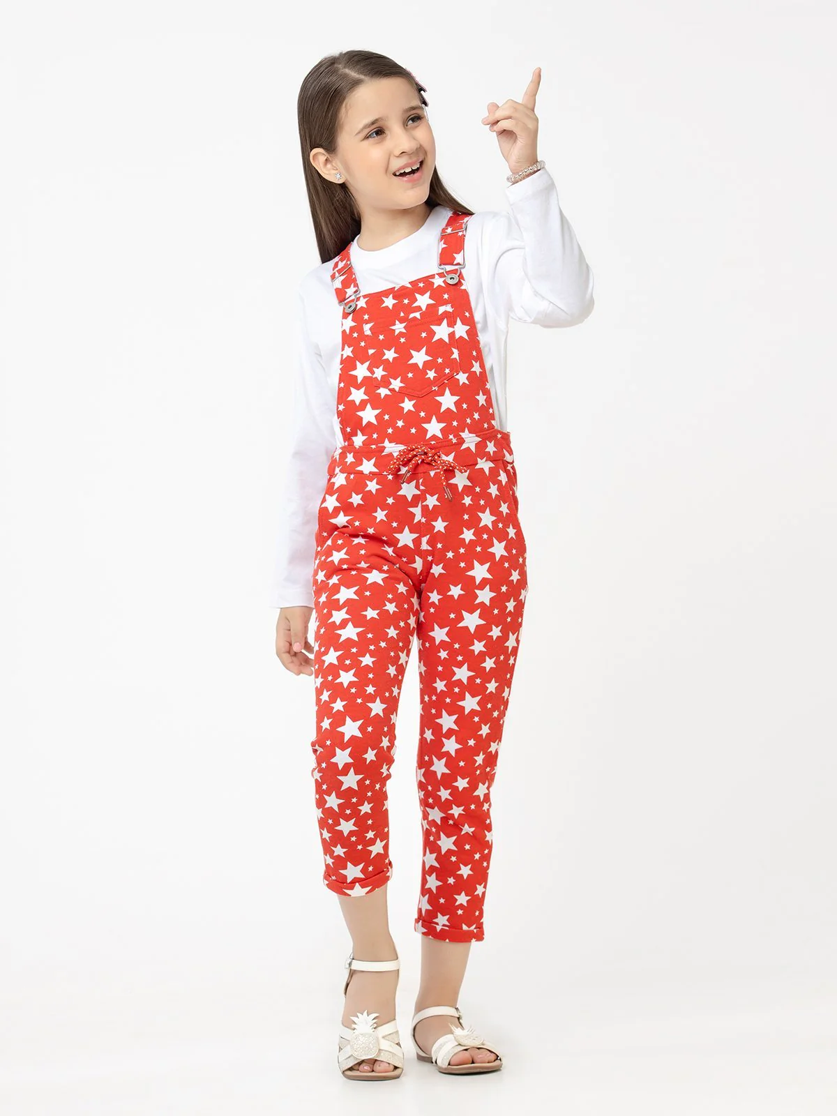Girl's Red Dungaree - EGTDK22-010 - Image 4