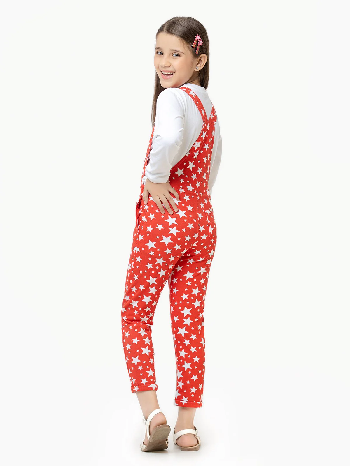Girl's Red Dungaree - EGTDK22-010 - Image 6