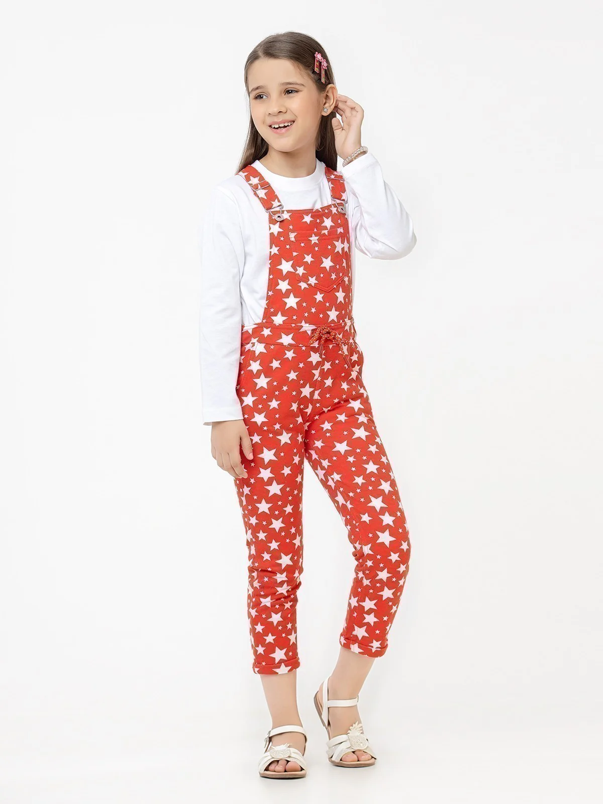 Girl's Red Dungaree - EGTDK22-010 - Image 7