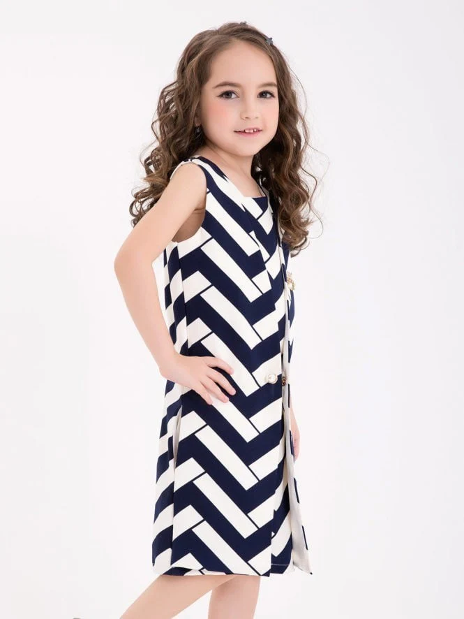 Girl's Blue & White Frock - EGTF18S-0754 - Image 2