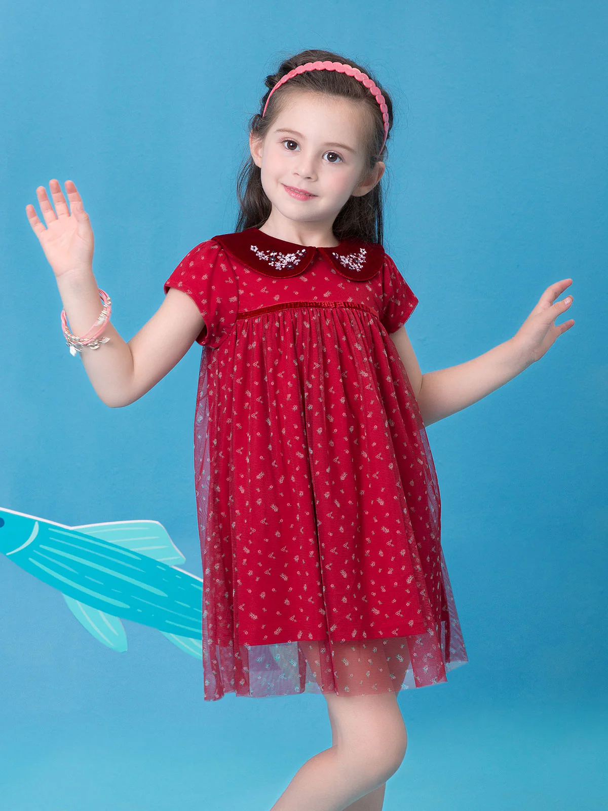 Girl's Red Frock - EGTF18S-0773 - Image 2