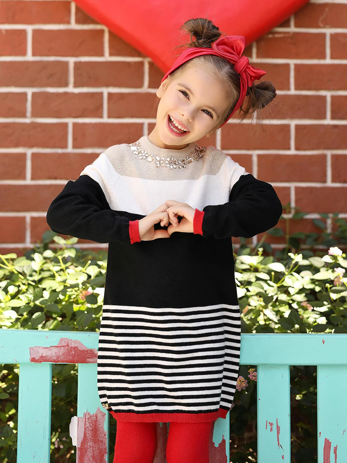 Girls Black & White Frock - EGTF18W-0787 - Image 2
