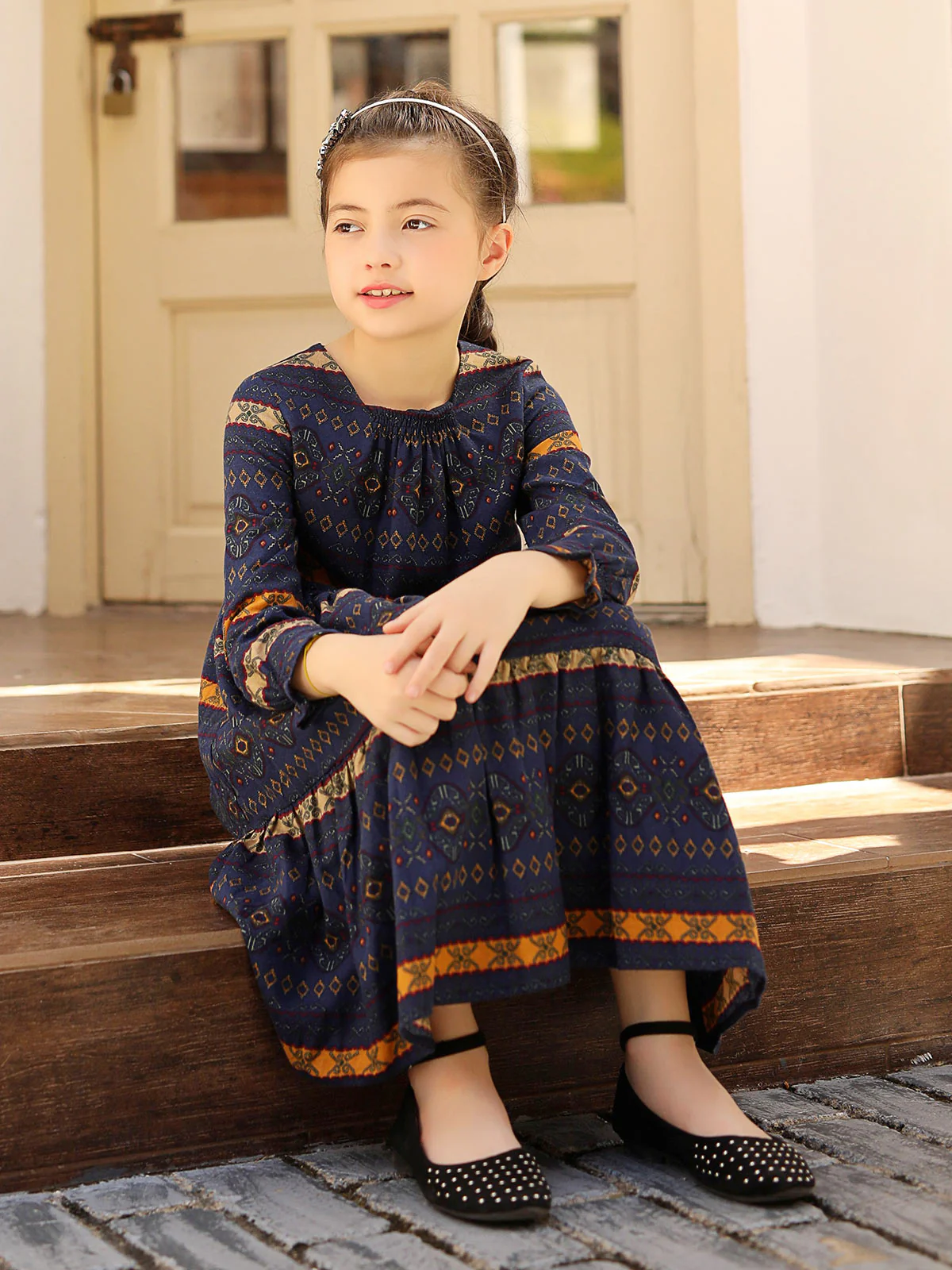 Girl's Blue Frock - EGTF18W-0794 - Image 3