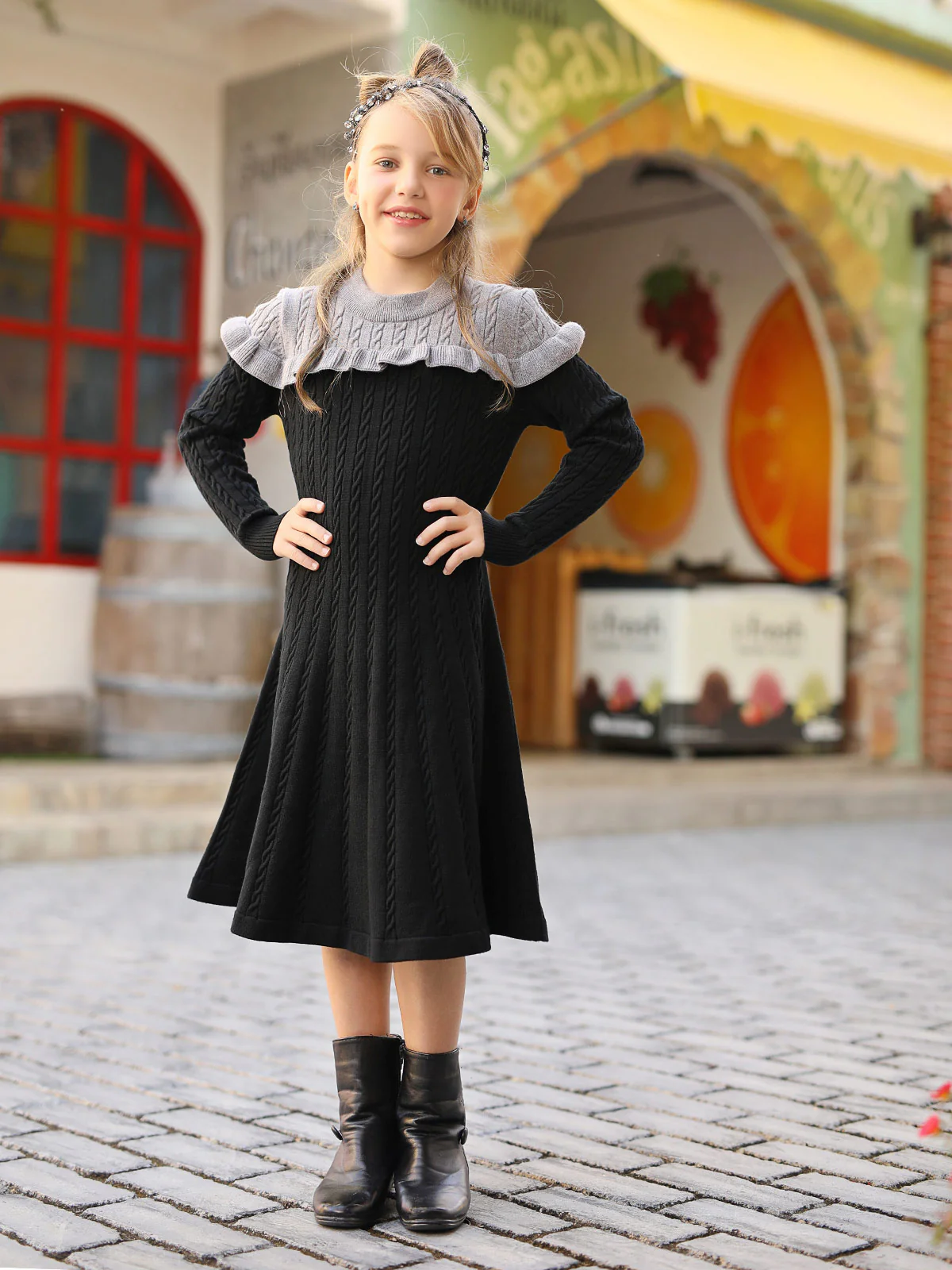 Girl's Black Frock - EGTF18W-0797 - Image 2