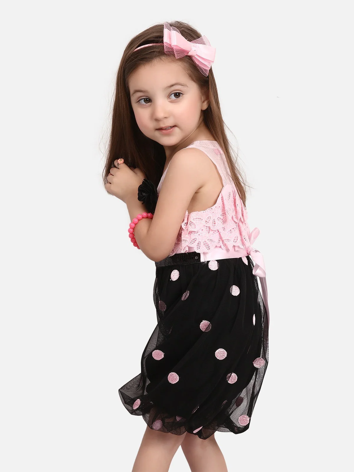 Girl's Pink & Black Frock - EGTF19S-0835 - Image 2