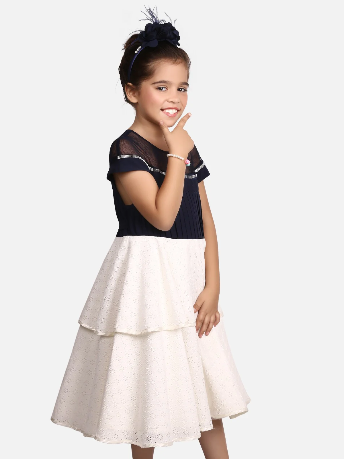Girl's Blue & White Frock - EGTF19S-0839 - Image 2