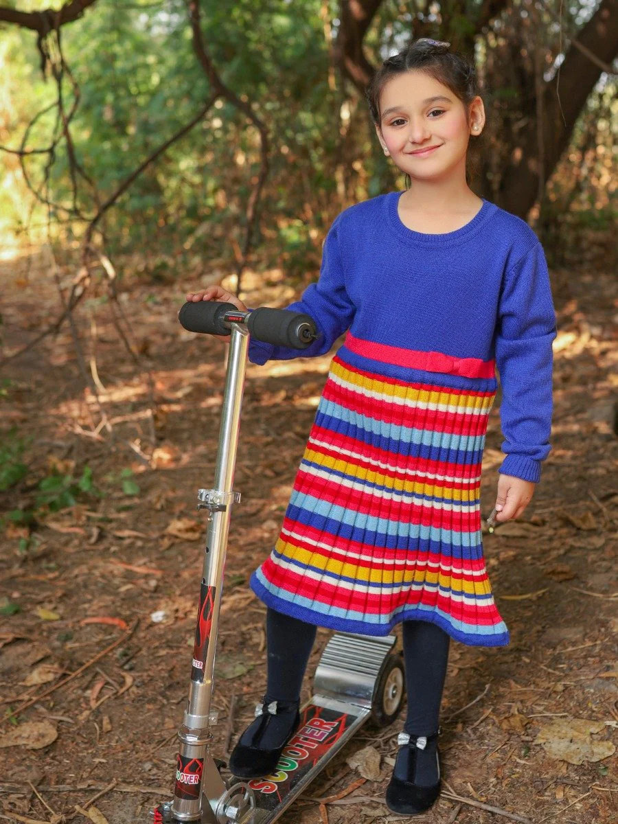 Girl's Royal Blue Frock - EGTF20W-001