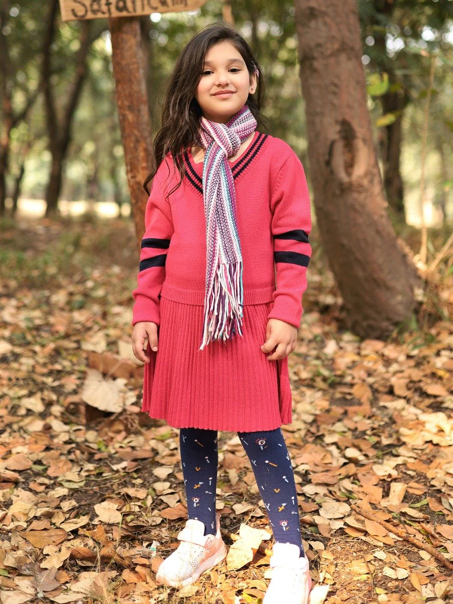 Girl's Bright Pink Frock - EGTF20W-003