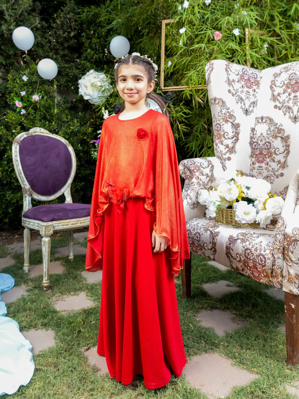 Girl's Red Frock - EGTF21S-0817 - Image 2