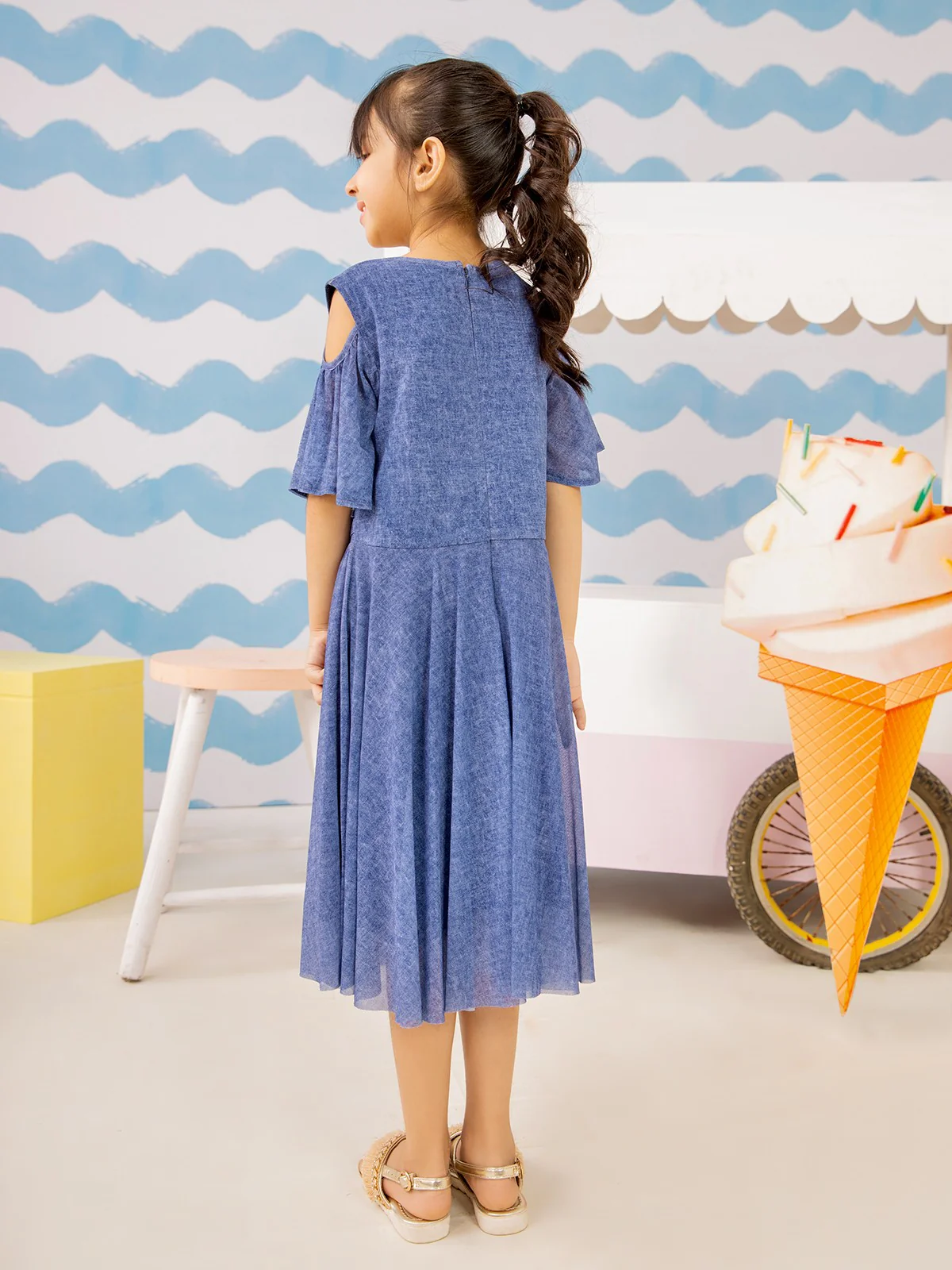 Girl's Blue Frock - EGTF21S-0821 - Image 3