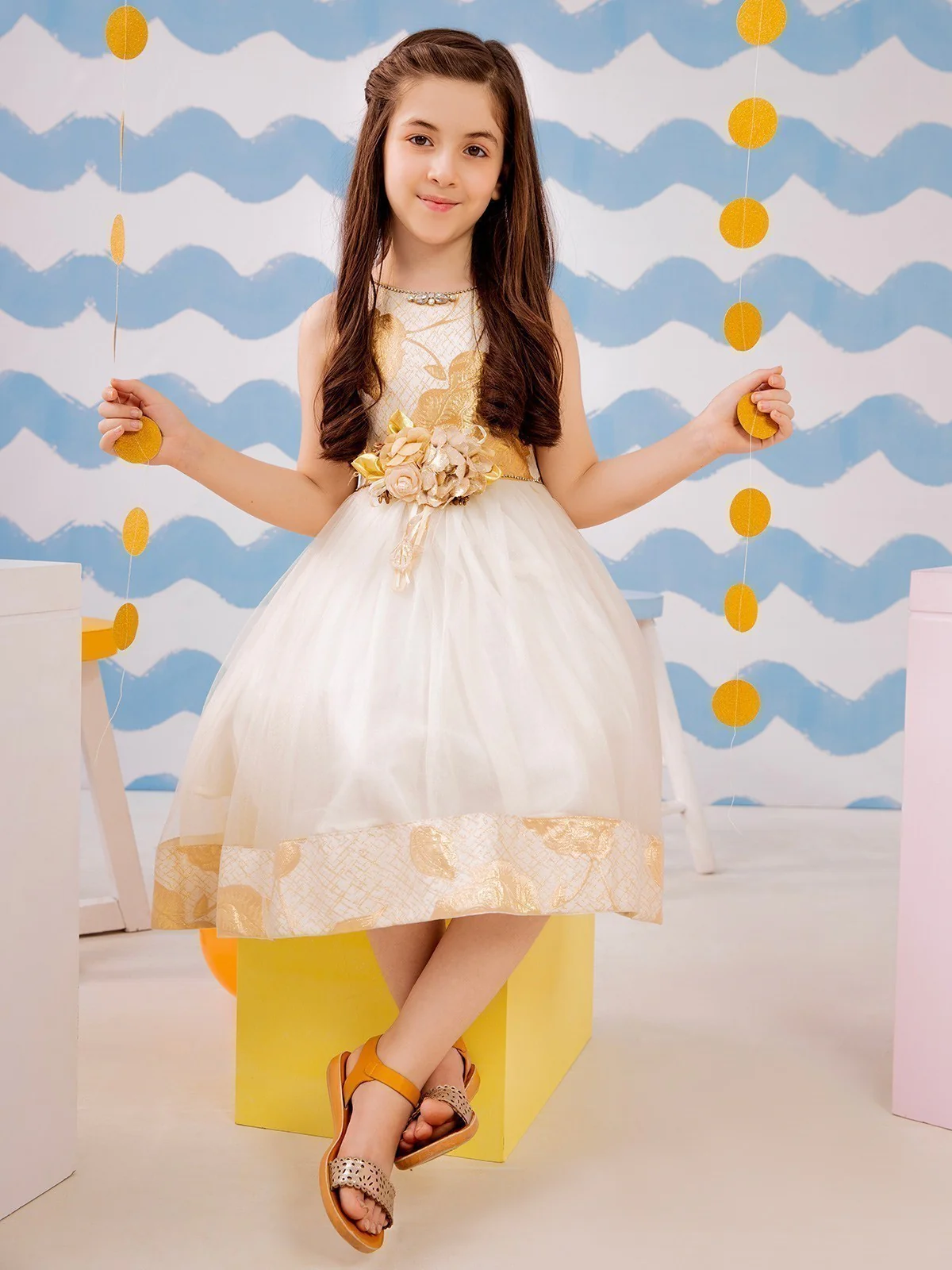 Girl's Cream Frock - EGTF21S-0824