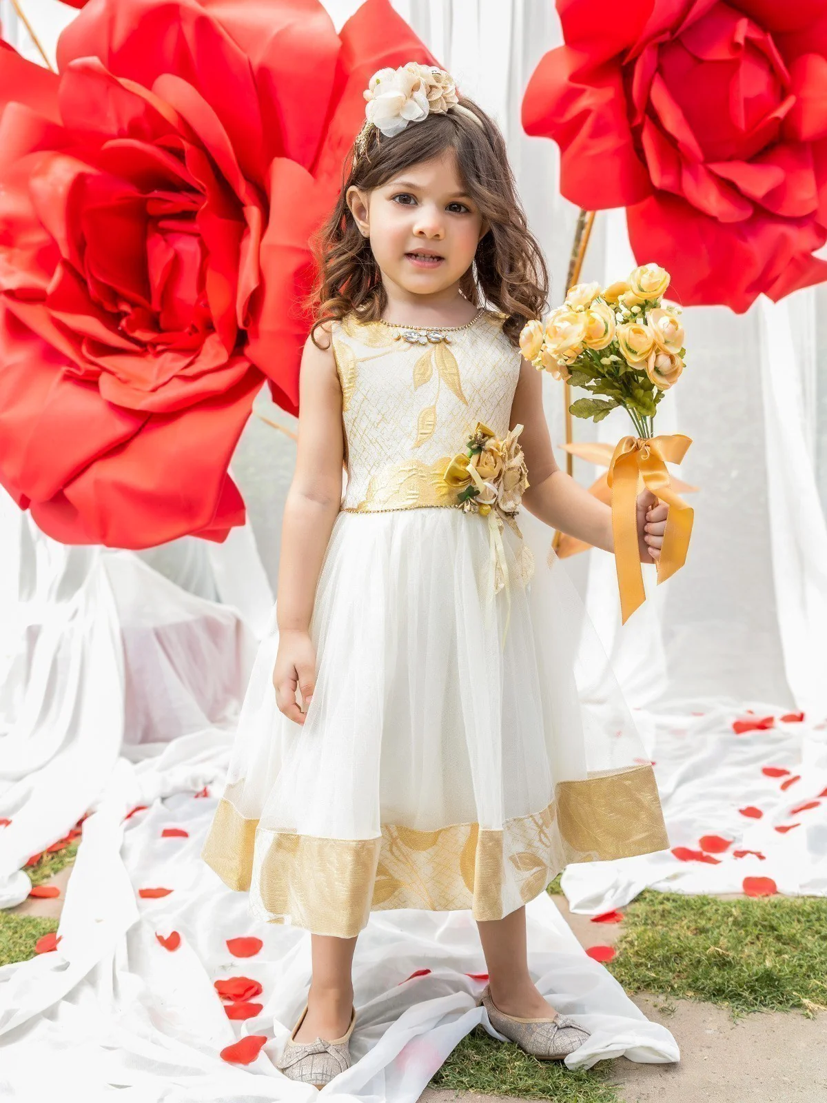 Girl's Cream Frock - EGTF21S-0824 - Image 5