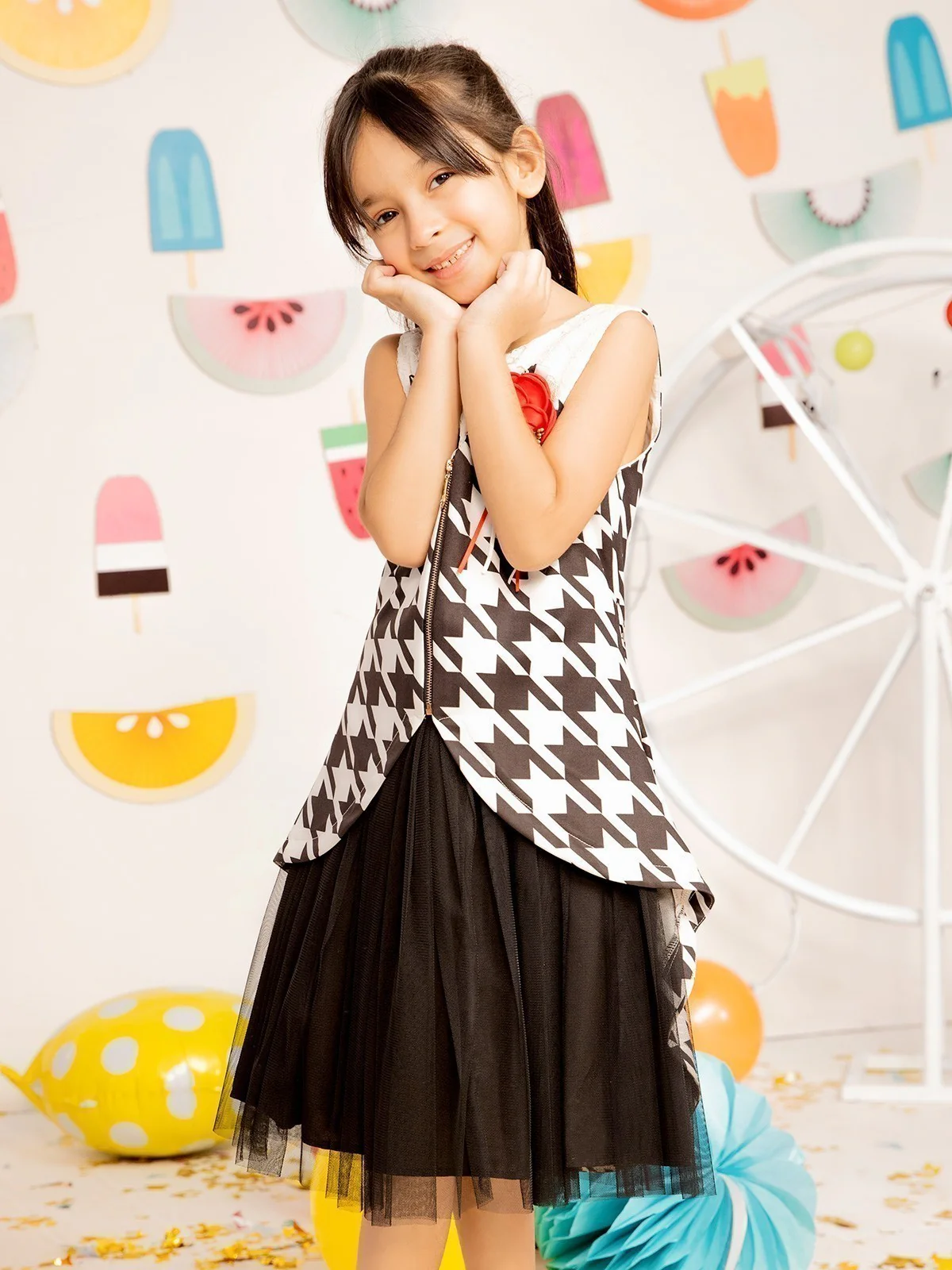 Girl's Black & White Frock - EGTF21S-0843 - Image 2