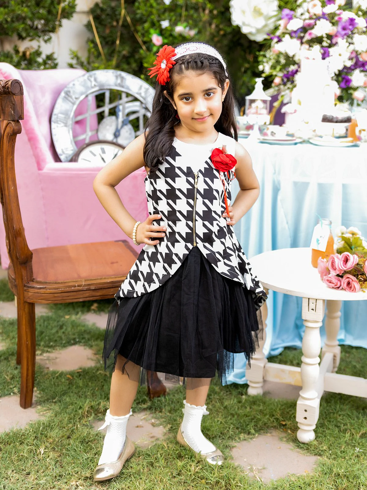 Girl's Black & White Frock - EGTF21S-0843 - Image 5