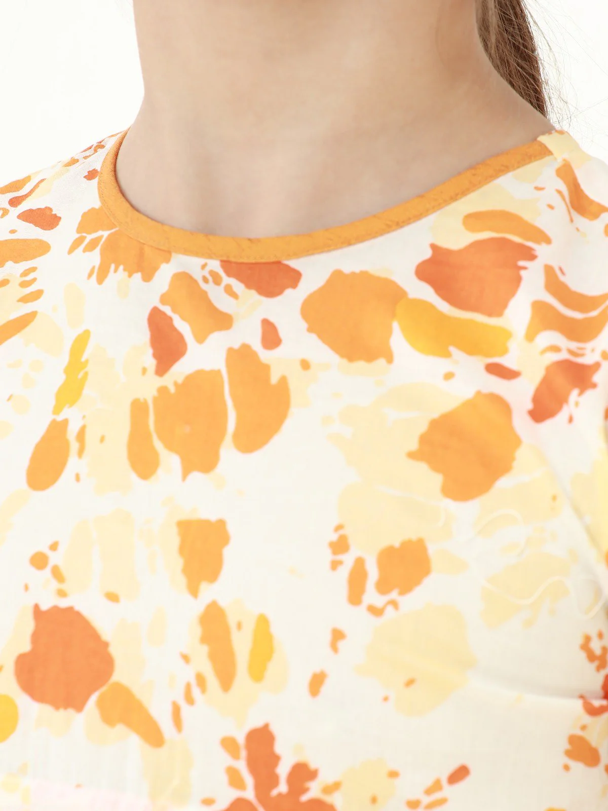 Girl's Orange & White Frock - EGTF21S-283 - Image 3